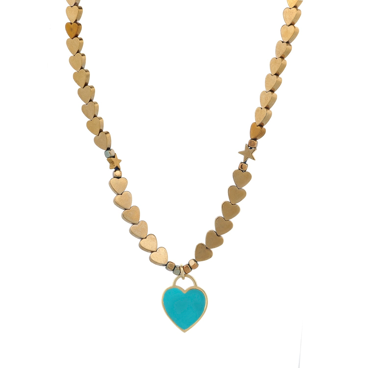 Ebru Jewelry Women's Gold / Blue Azure Heartbeat Gold Necklace - Turquoise In Gold