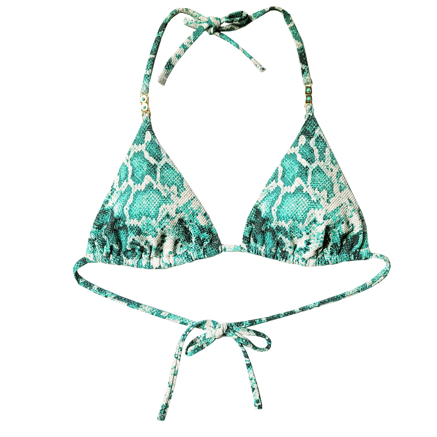 Women’s Green / Blue Amante Edie Triangle Bikini Top Turquoise Large Ã”salÃ©