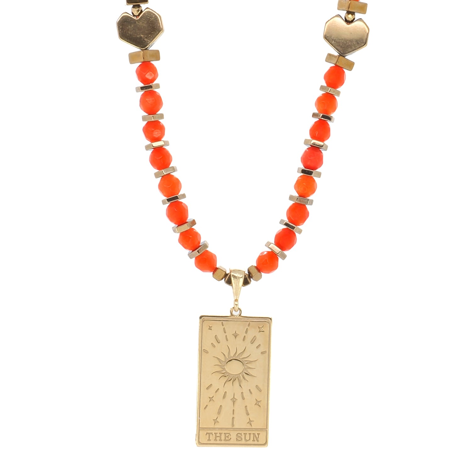 Women’s Gold / Red The Sun Tarot Necklace Ebru Jewelry