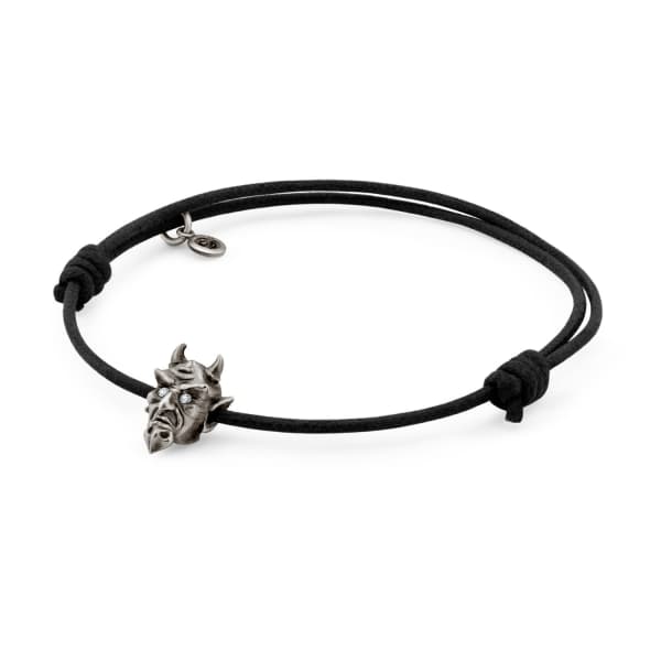 GUCCI MEN'S DEVIL BRACELET IN OXIDIZED SILVER WITH DIAMOND EYES