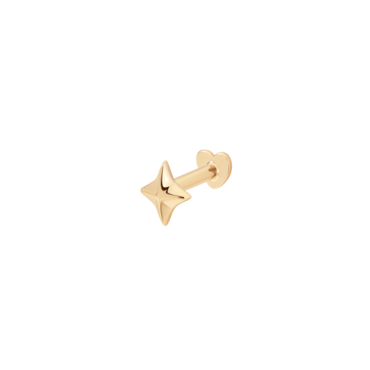 Vanchi Women's 14k Solid Yellow Gold Four Point Star Flat Back Stud In Gold