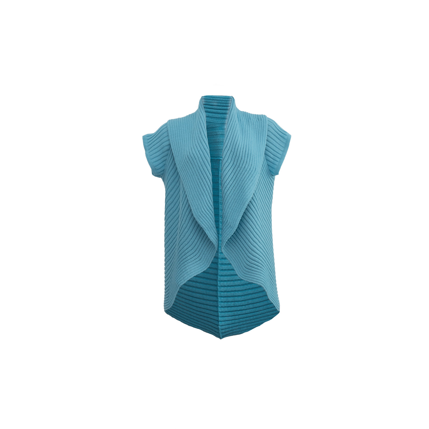 Süel Knitwear Women's Blue Wide Collar Ribbed Circle Cardigan With Japanese Sleeves Mykonos