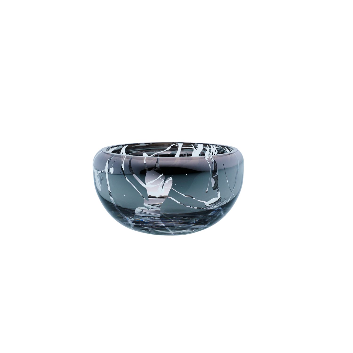 An&angel Deco Round Splashed Navy Blue Bowl In Blue