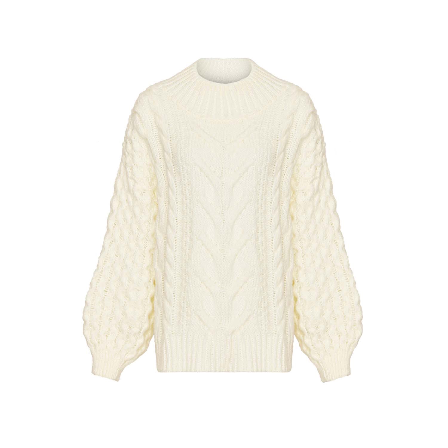 Cara & The Sky Women's Bella Cable Jumper Winter White In White