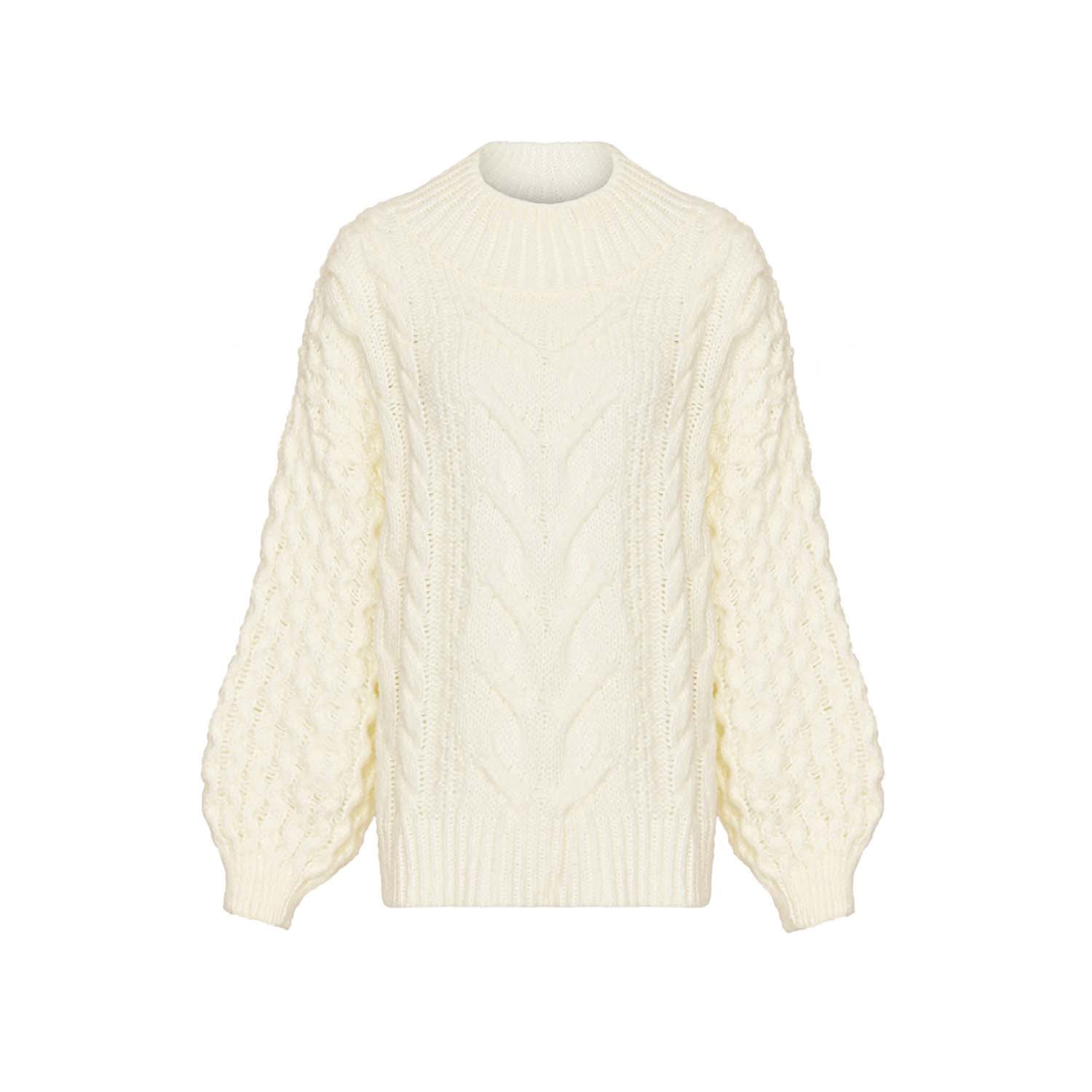 Women’s Bella Cable Jumper Winter White Large Cara & the Sky