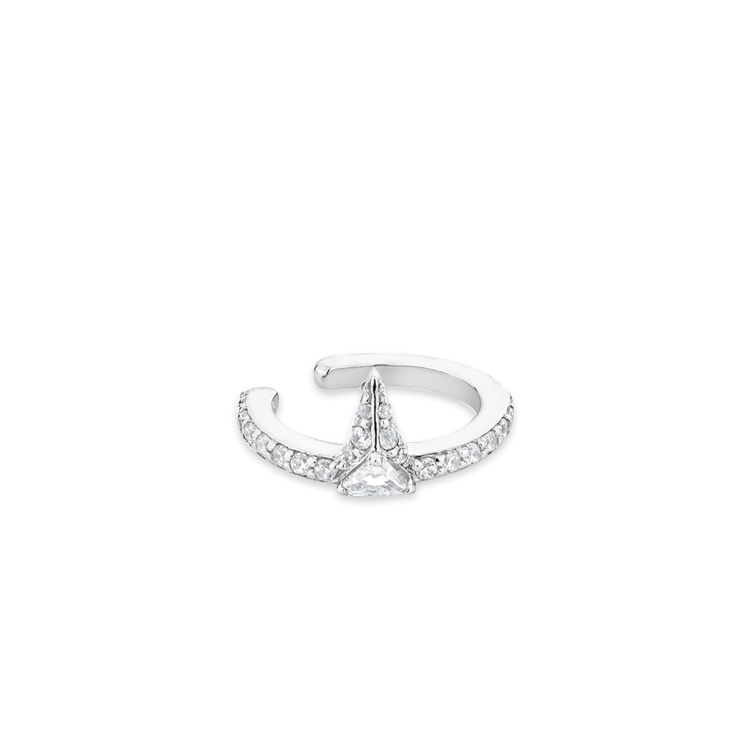 Sally Skoufis Women's Silver / White Urge Ear Cuff With Man Made Cz Diamond Stimulant In Sterling Silver In Multi