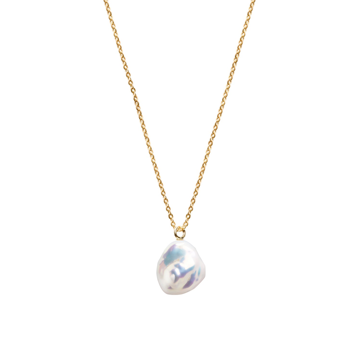 Ora Pearls Women's White / Gold Mermaid Keshi Pearl Fine Chain Necklace - Solid 9ct Gold In Multi
