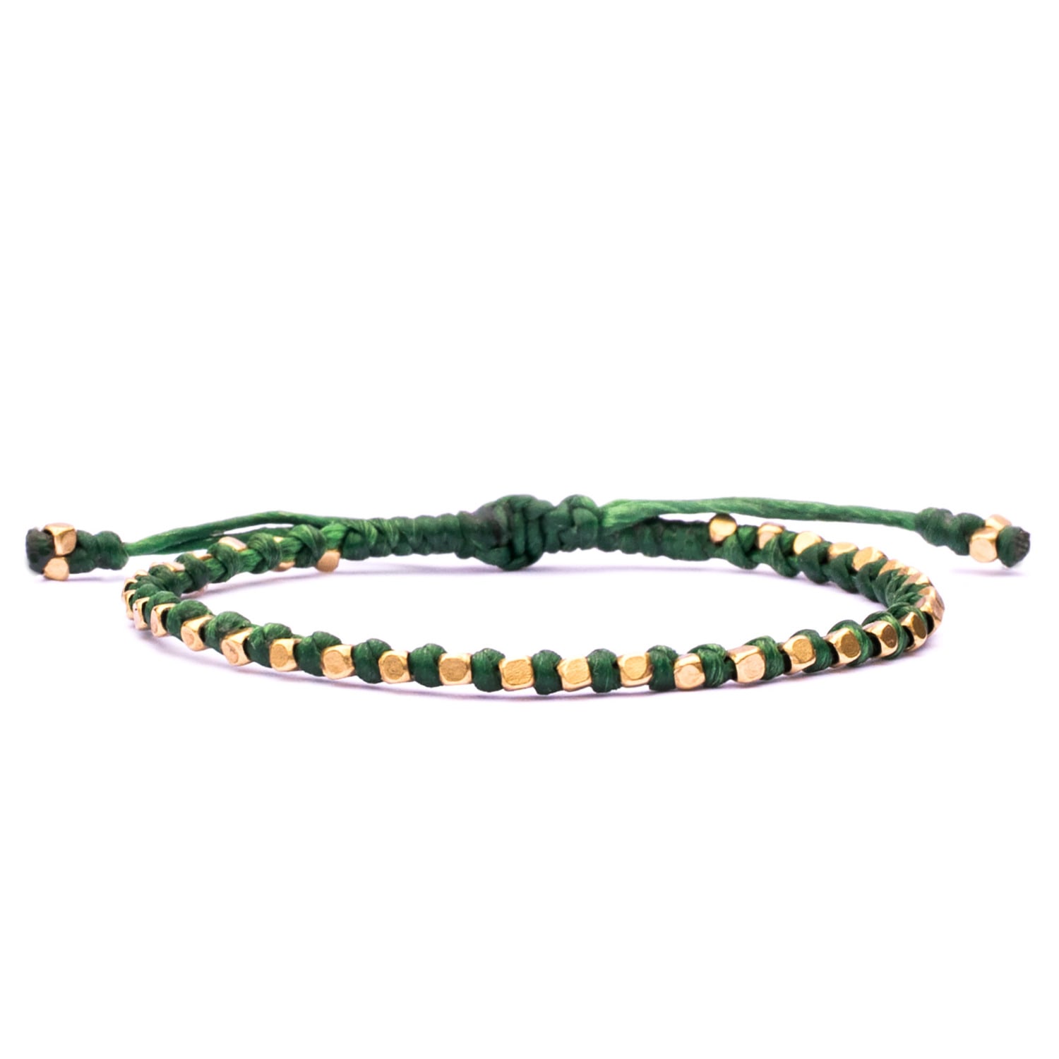 Harbour Uk Bracelets Minimal Brass And Green Rope Bracelet For Women - Green In Green
