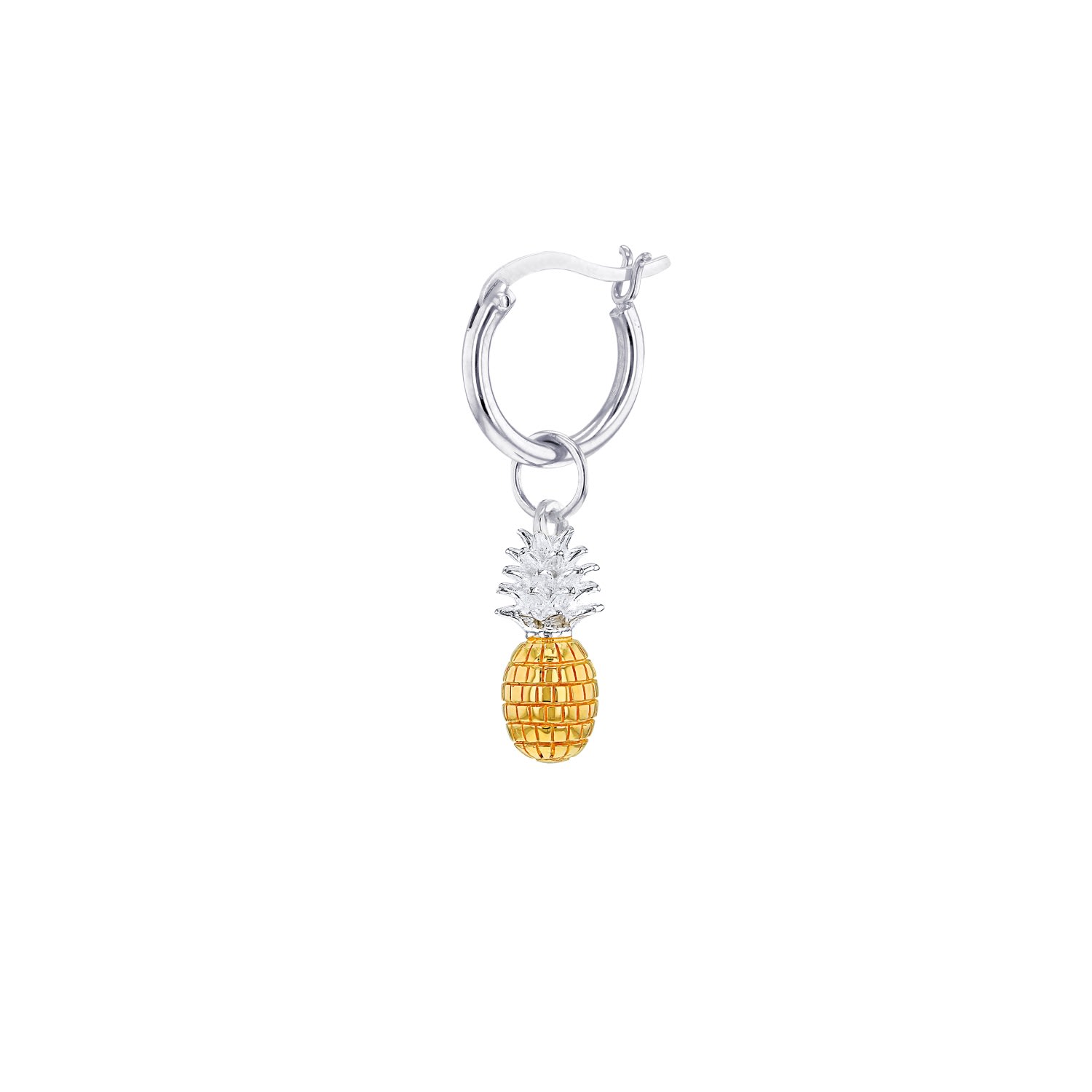 True Rocks Men's Gold / Silver Sterling Silver & 18kt Gold-plated 2-tone Single Mini Pineapple Charm On Silver  In Multi
