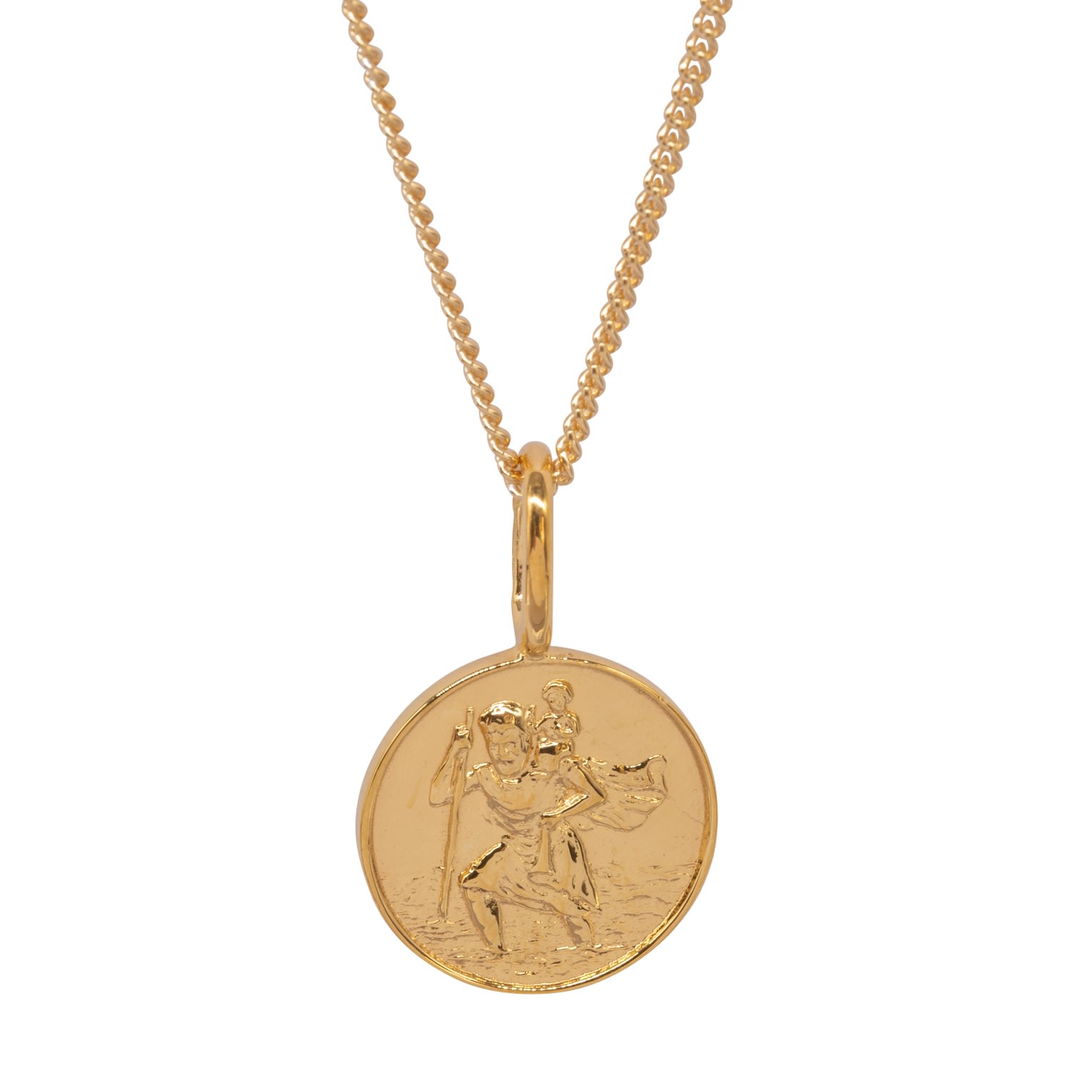 Men’s St Christopher & Chain In Yellow Gold Plate Katie Mullally