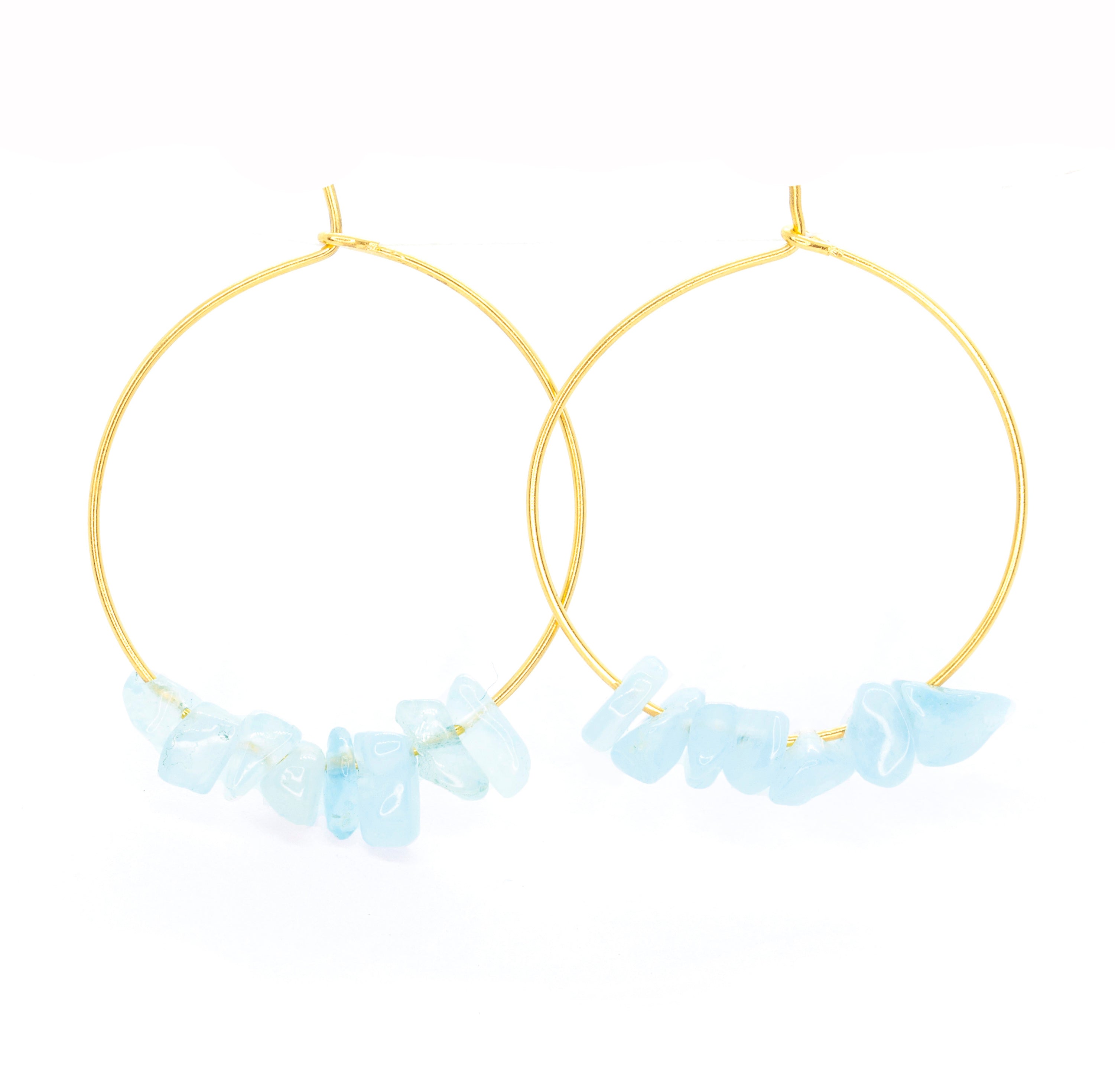 Women’s Gold Rock Candy ~ Aquamarine Hoops Salty Cali