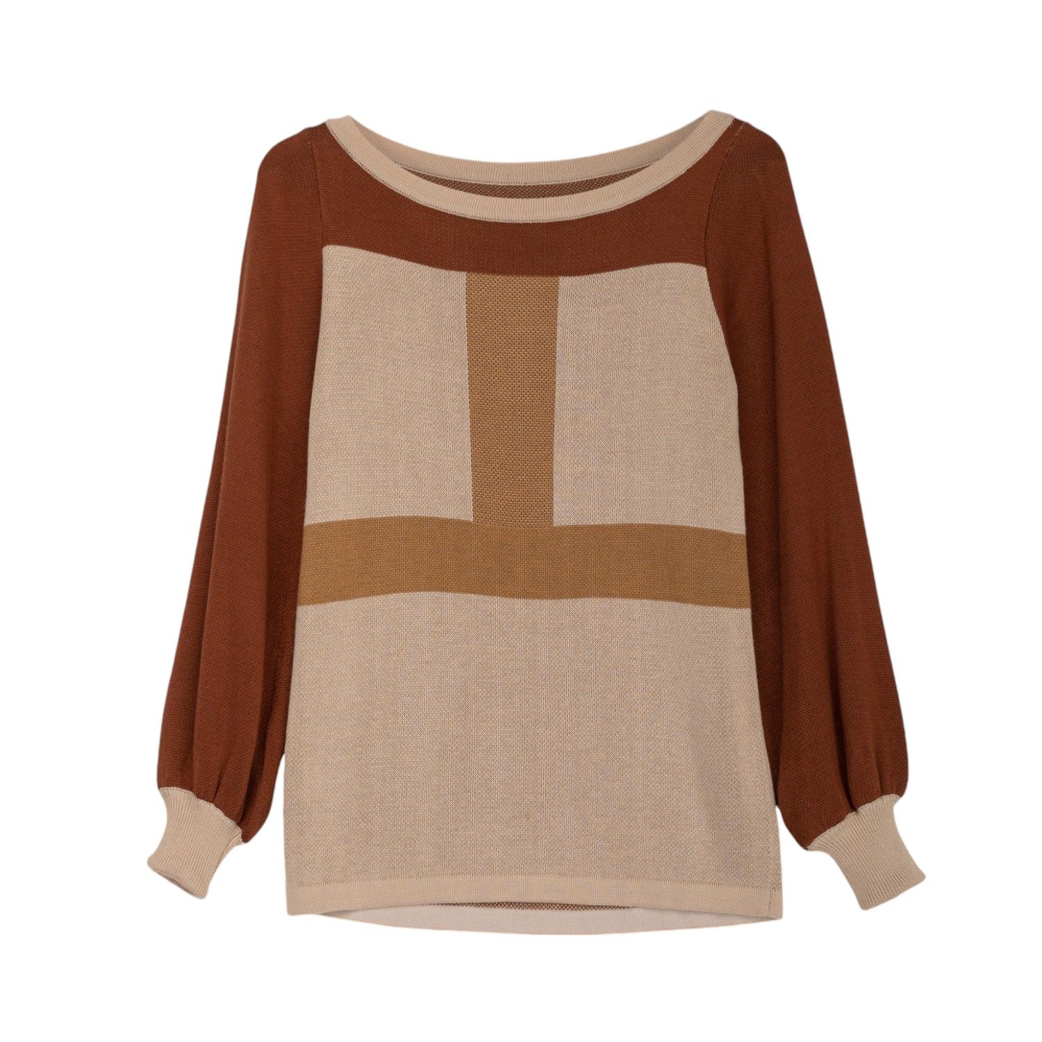 Dolores Promesas Women's Brown Jimena Color Block Sweater In Brown