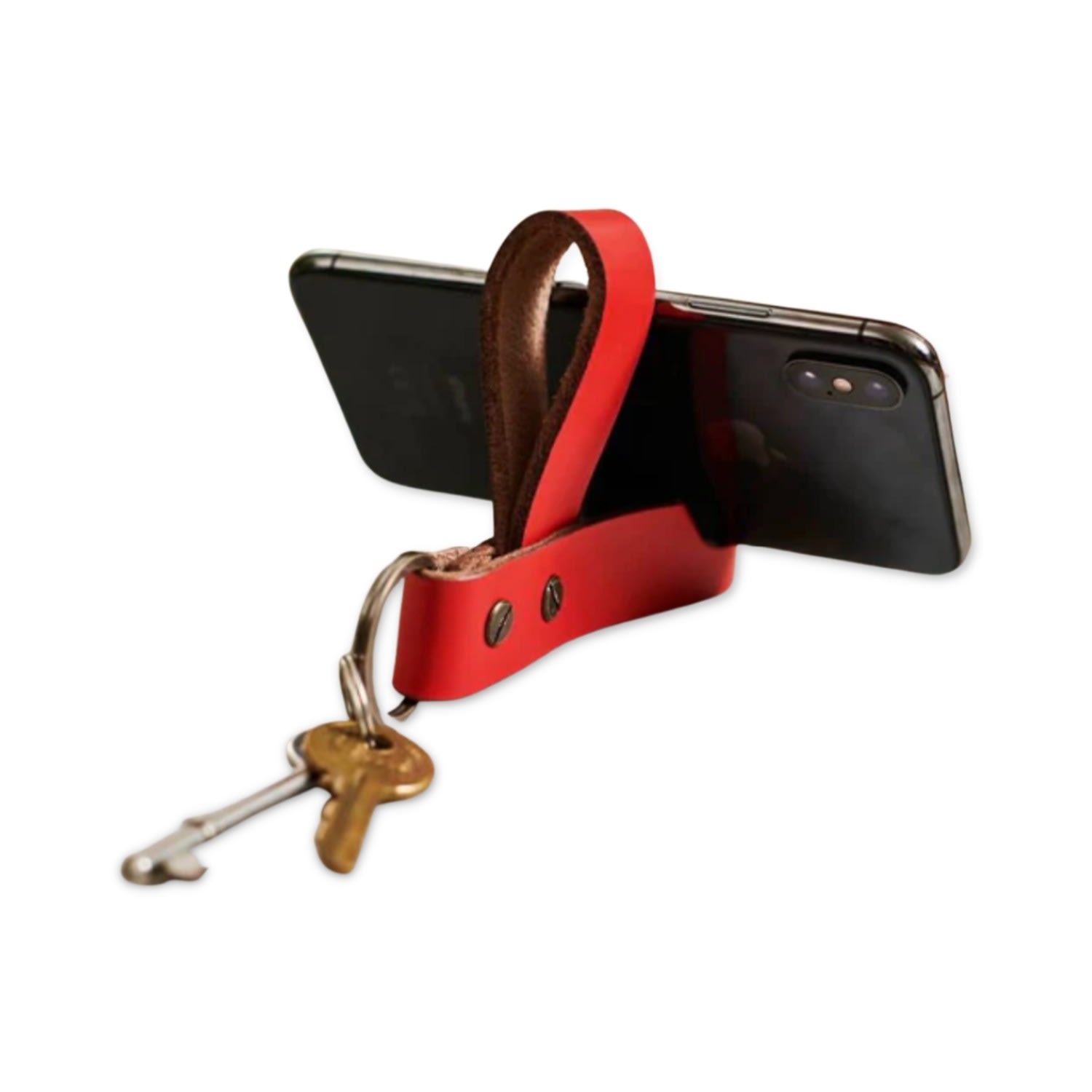 Leather Phone Stand Keyring - Red Vida Vida