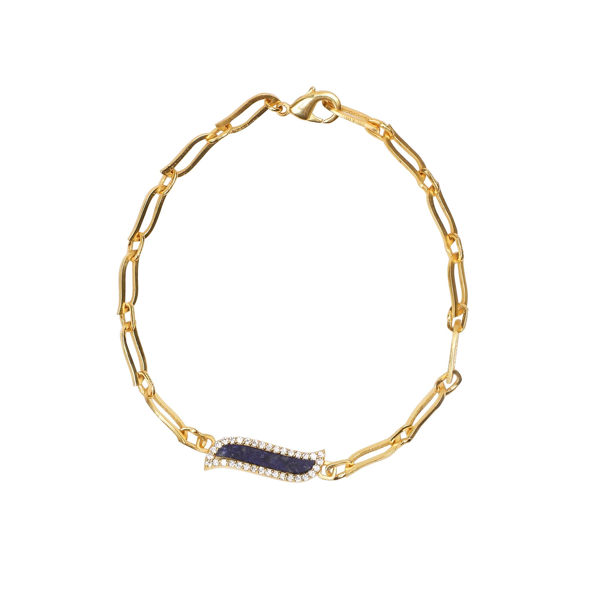 Lila Rasa Women's Gold / Blue Link Bracelet - Lapis Lazuli Wave Symphony In Multi