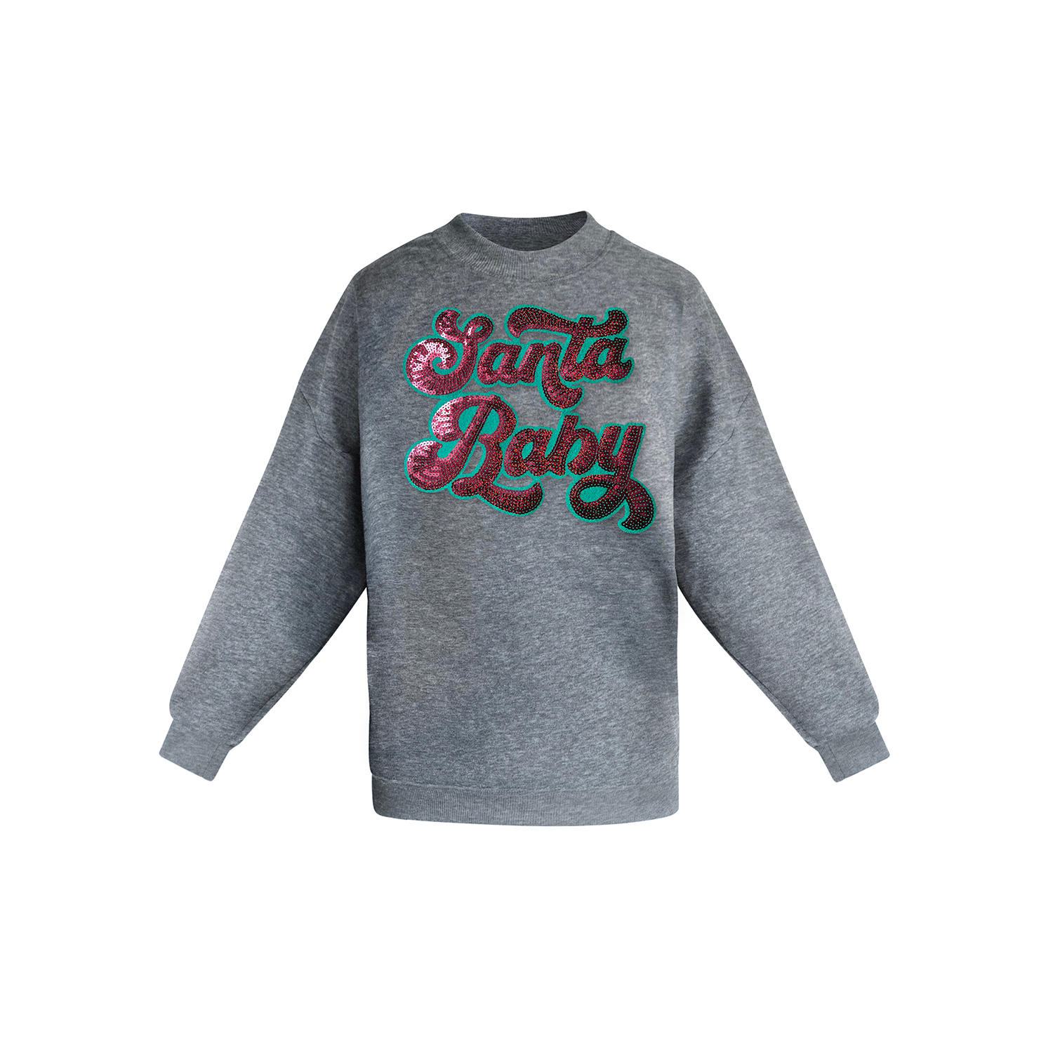 Toma Women's Christmas Grey Santa Baby Sweatshirt In Gray