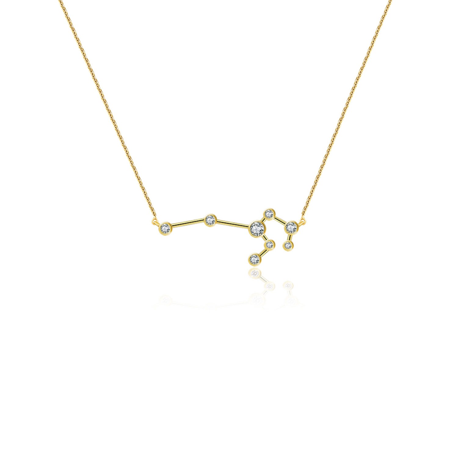 Women’s Leo Zodiac Constellation Necklace 18K Yellow Gold & Diamond Genevieve Collection