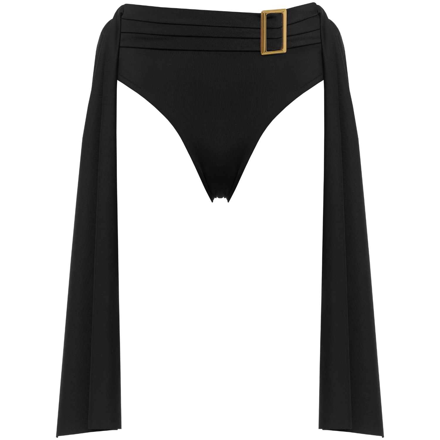 Antoninias Women's Amaze High Waisted Swimwear Bottom With Decorative Belt And Golden Buckle In Black In Black