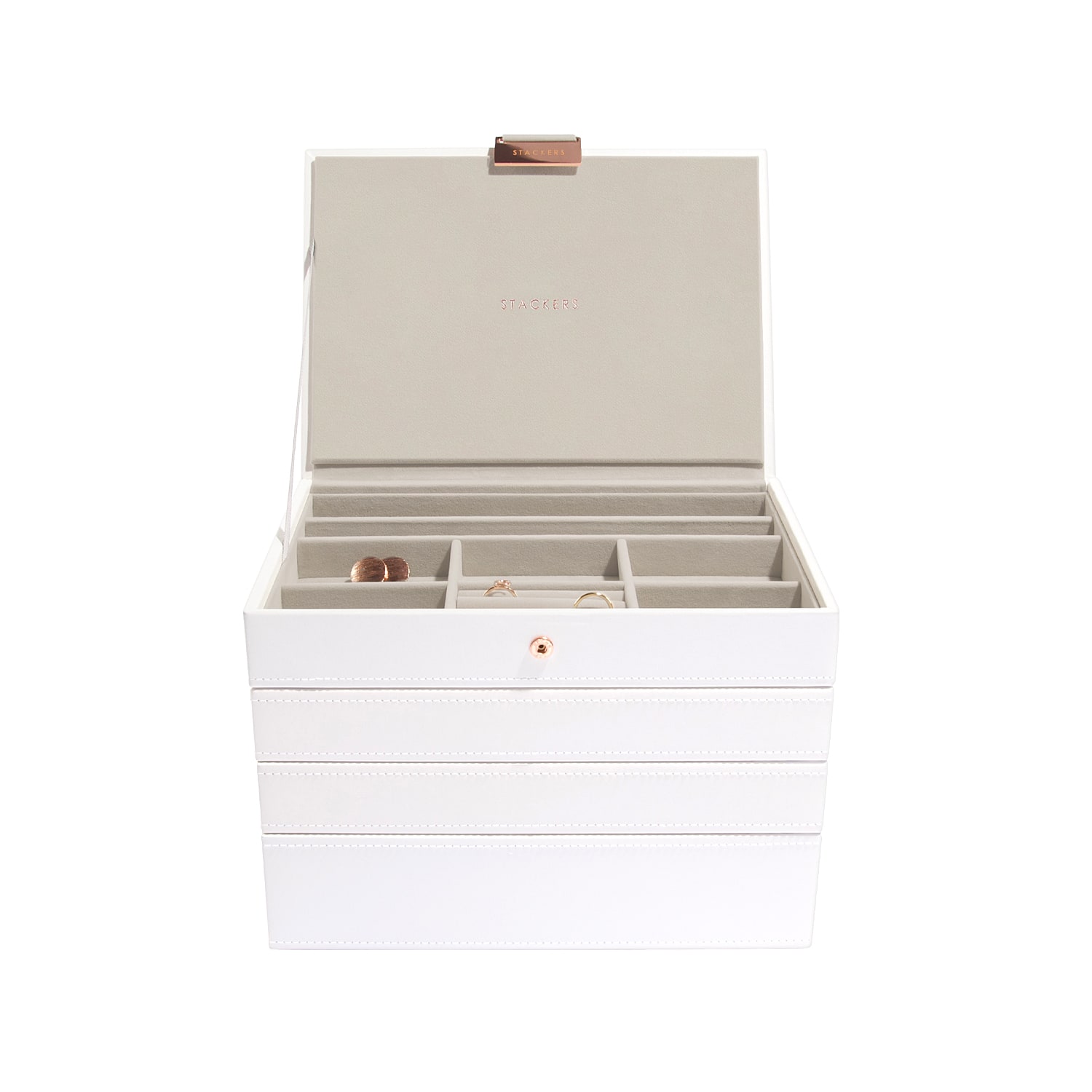 Stackers Women's  White Classic Jewelry Box Set Of Four Rose Gold In White