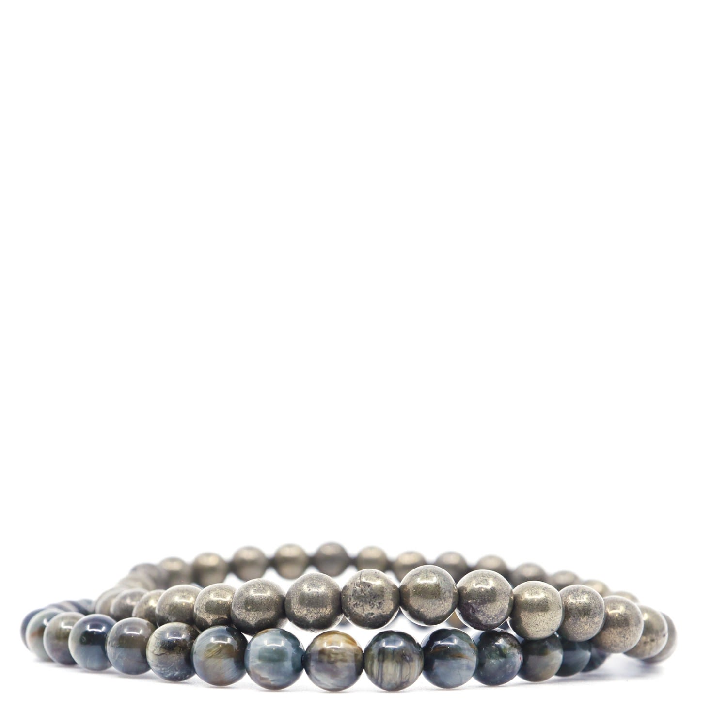 Shar Oke Men's Neutrals / Black / Grey Eagle Eye & Pyrite Beaded Bracelet In Multi