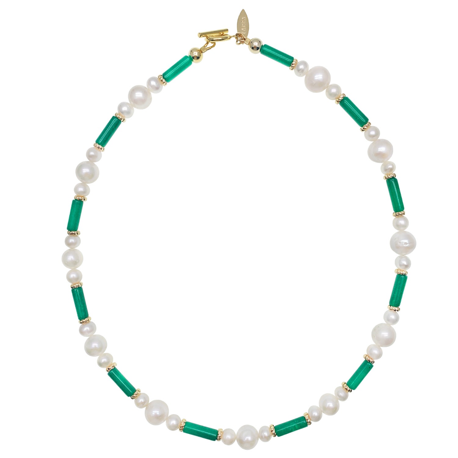 Women’s Green / White Tube Shaped Green Jade With Freshwater Pearls Necklace Farra