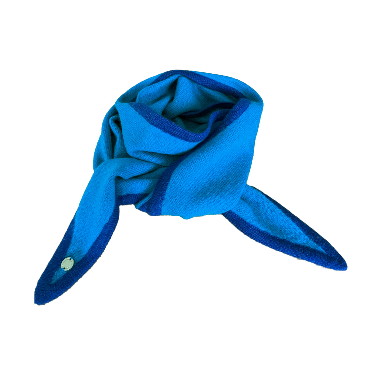 Tirillm Women's Ayla Small Neck Scarf In Soft Pure Cashmere, Azur Blue With Bright Blue Trimming In Blue