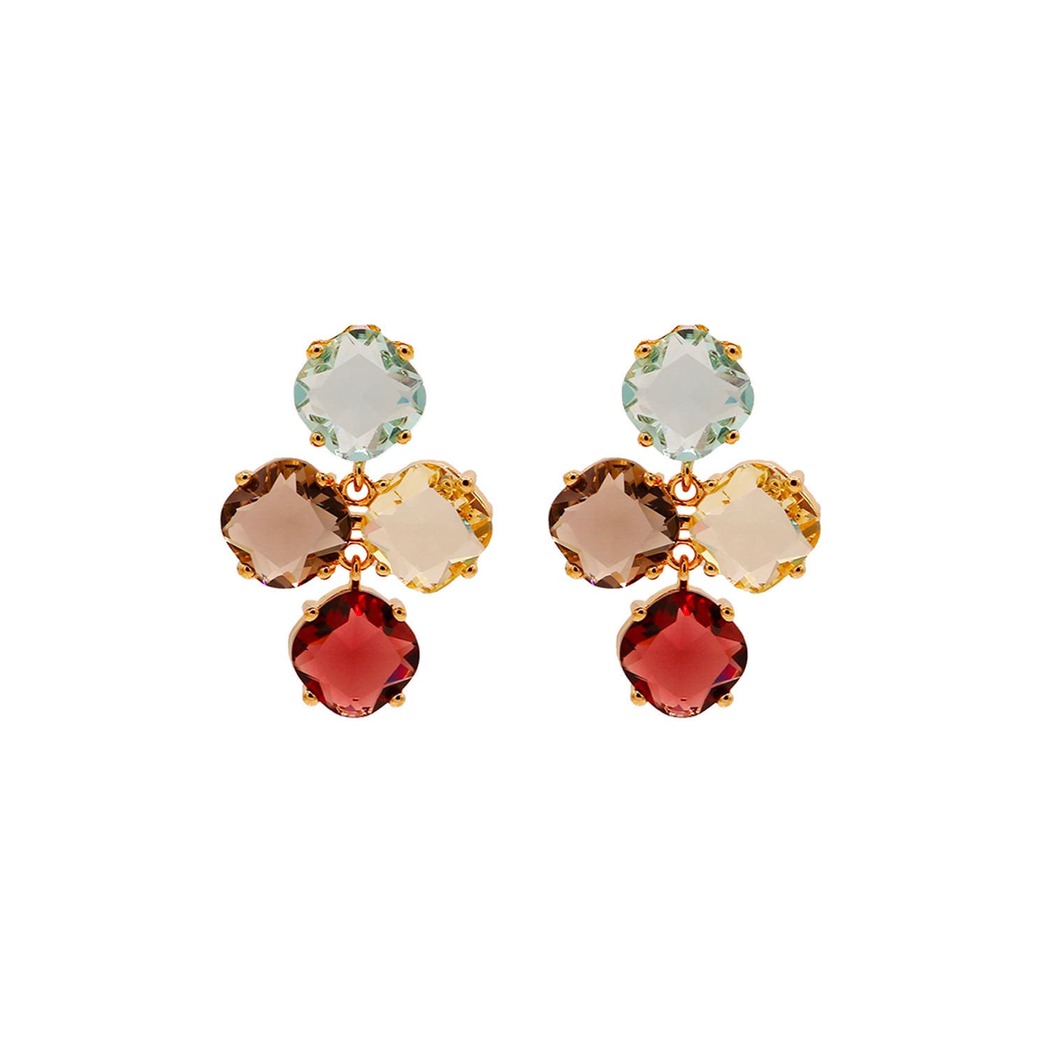 Monarch Women's Gold Glass Shine Drop Earrings - Multicolour