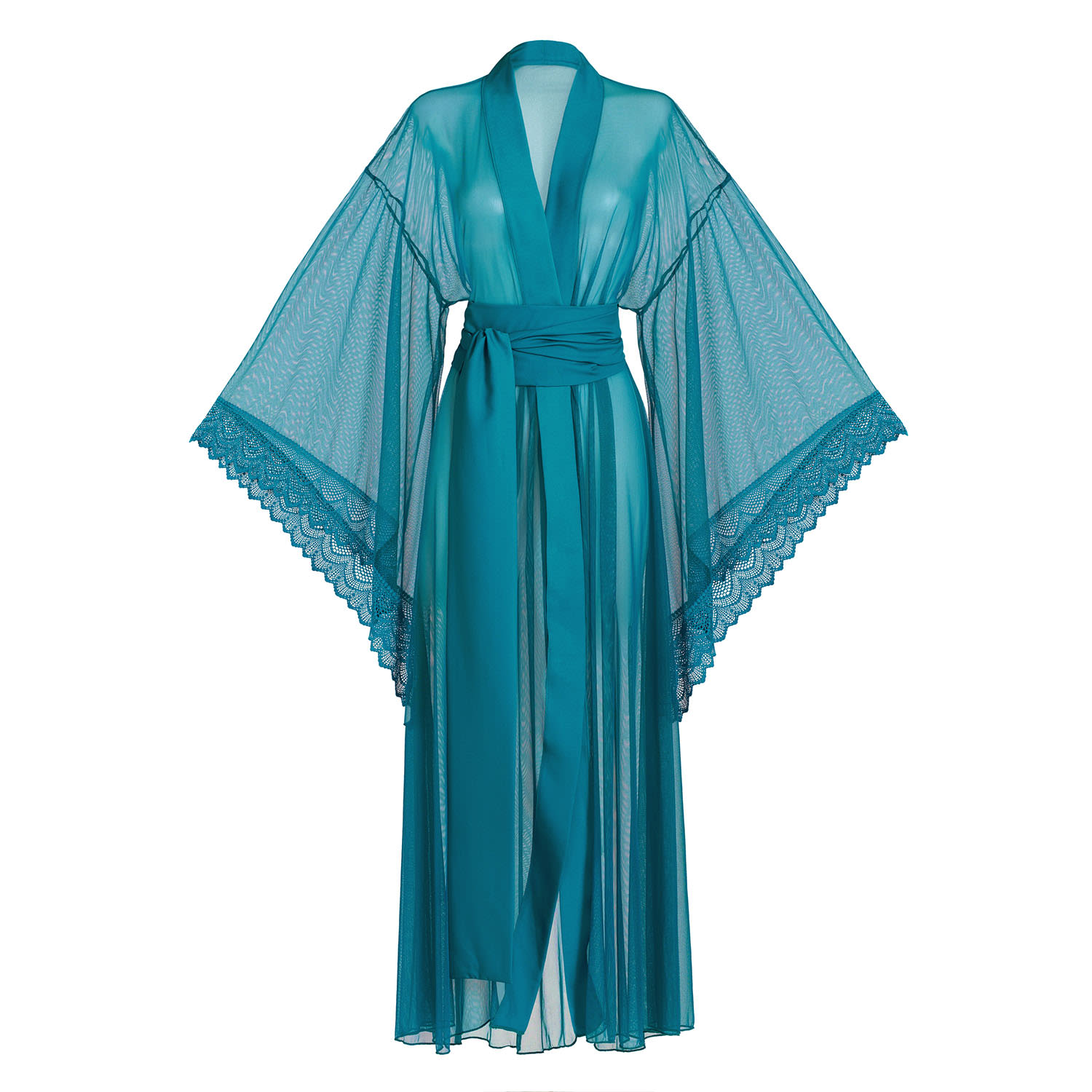 Luciela Women's Green Teal Bell-sleeved Kimono