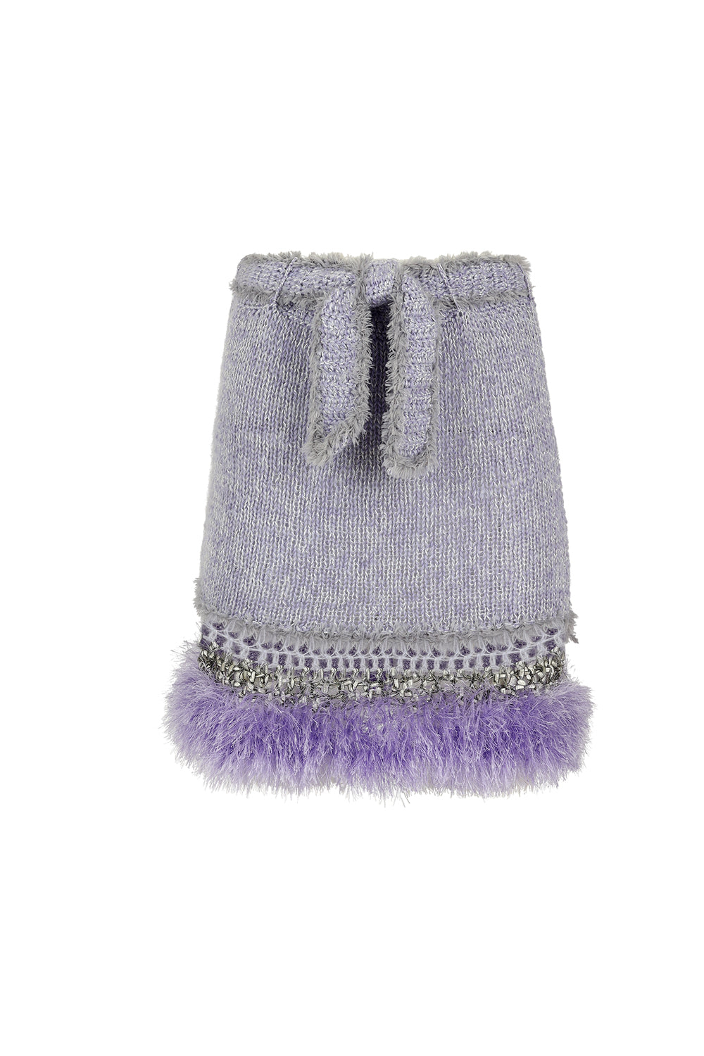 Shop Andreeva Women's Grey / Silver Lavender Handmade Knit Midi Skirt In Grey/silver