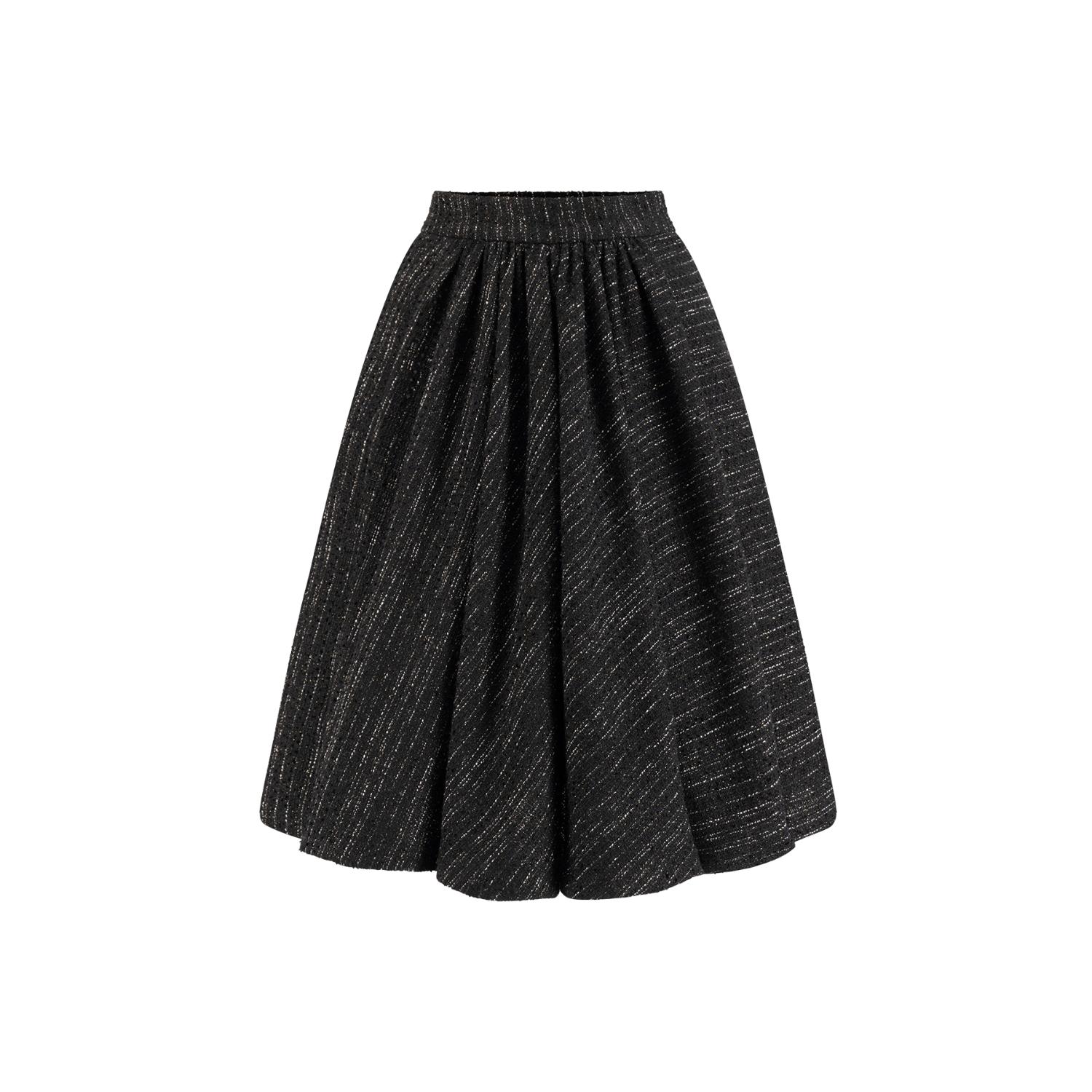 Azzalia Women's Tweed A-line Puffy Skirt With Gathers-black In Black