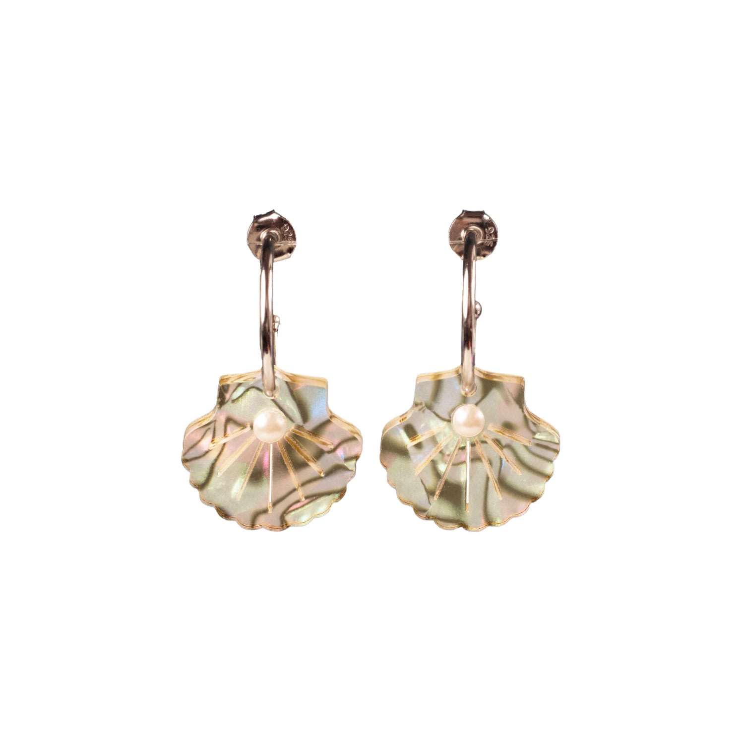 Women’s Neutrals Shell Charm Hoop Earrings - Seashell Toolally