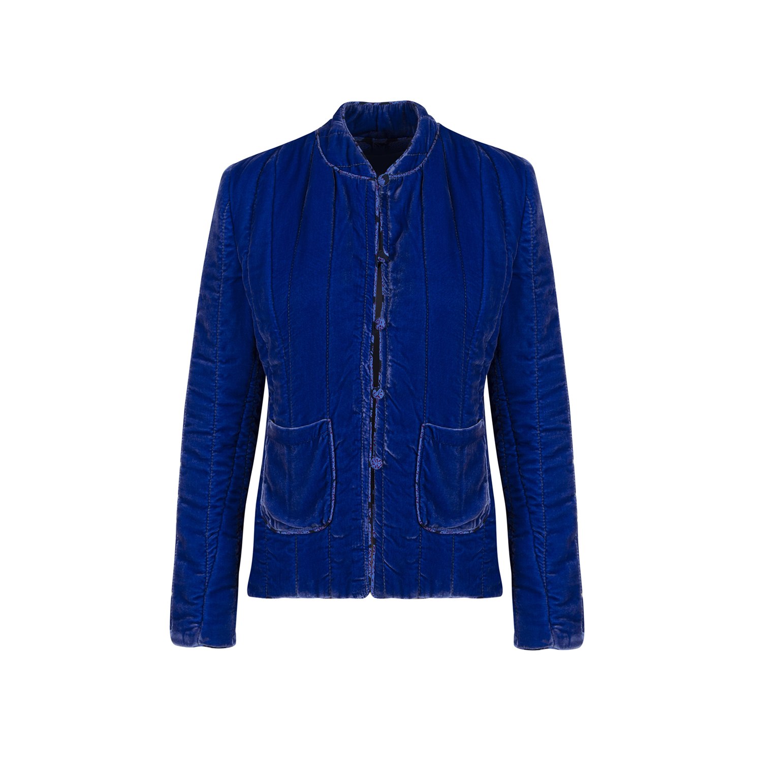 Women’s Vegan Silk Velvet Zoe Blue Jacket M/L Fiolas