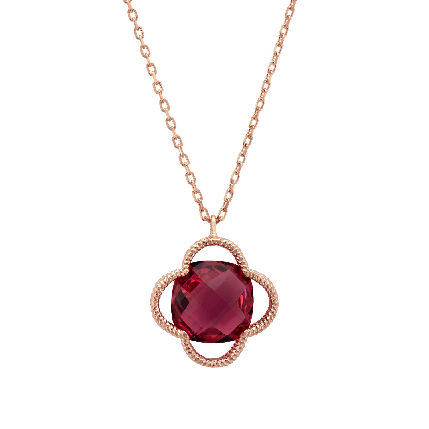 Women’s Rose Gold / Pink / Purple Open Clover Flower Gemstone Necklace Rosegold Pink Tourmaline Latelita