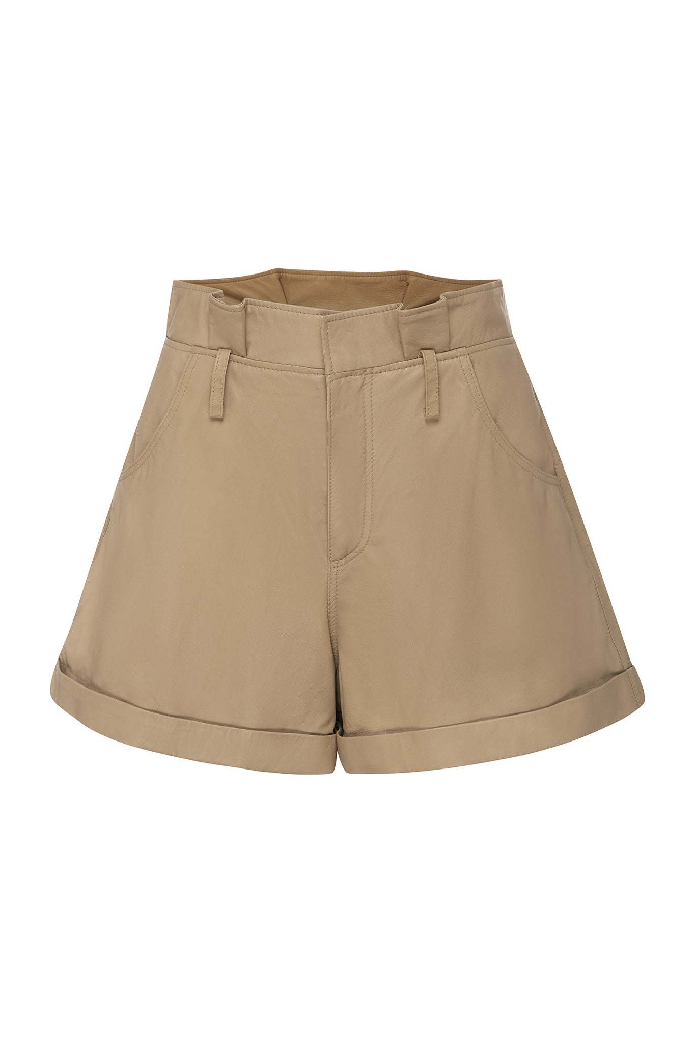 Neutrals Sullivan Paperbag Shorts Sandstone Leather Small West 14Th