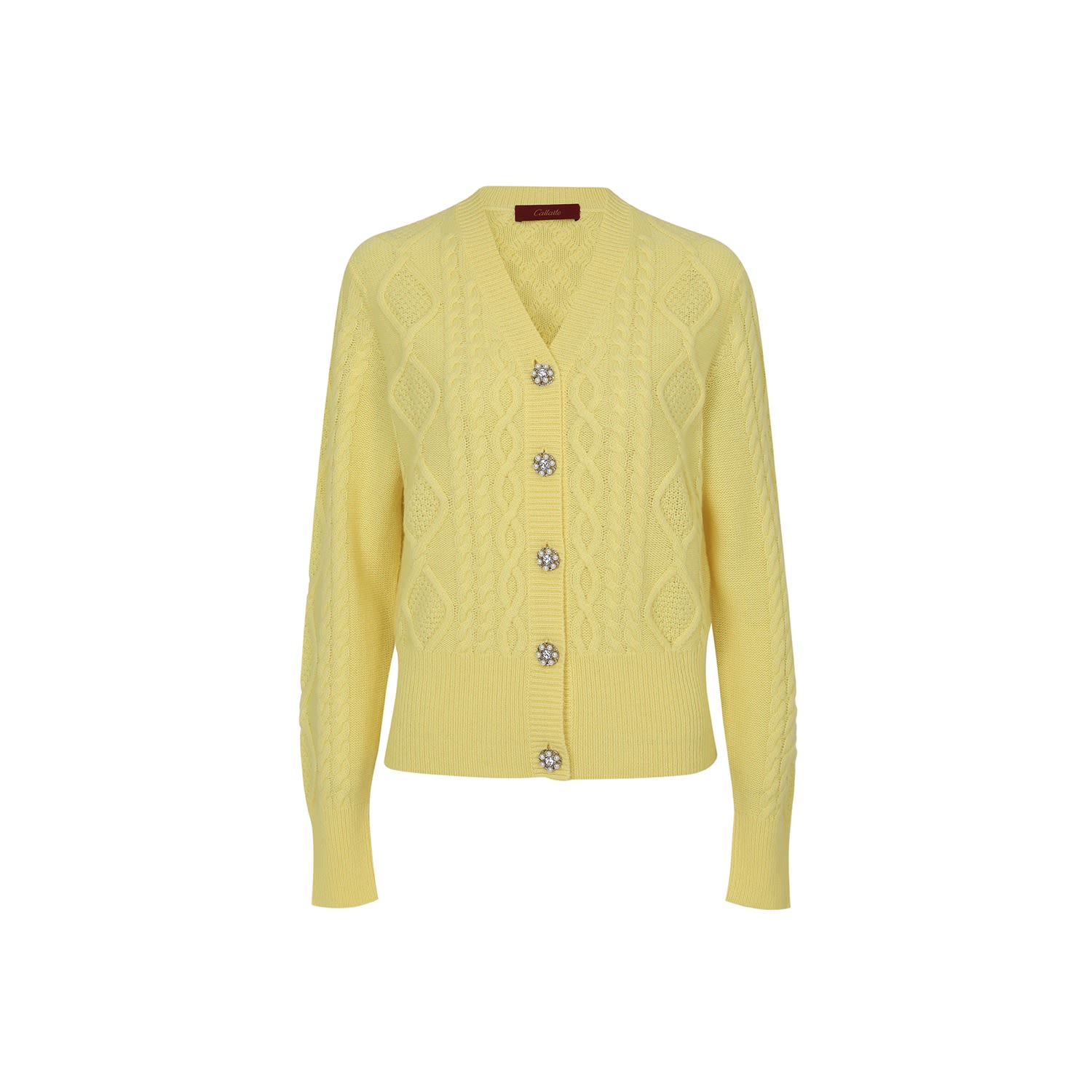 Women’s Yellow / Orange Cable-Knit Cashmere Cardigan, Yellow Medium Callaite