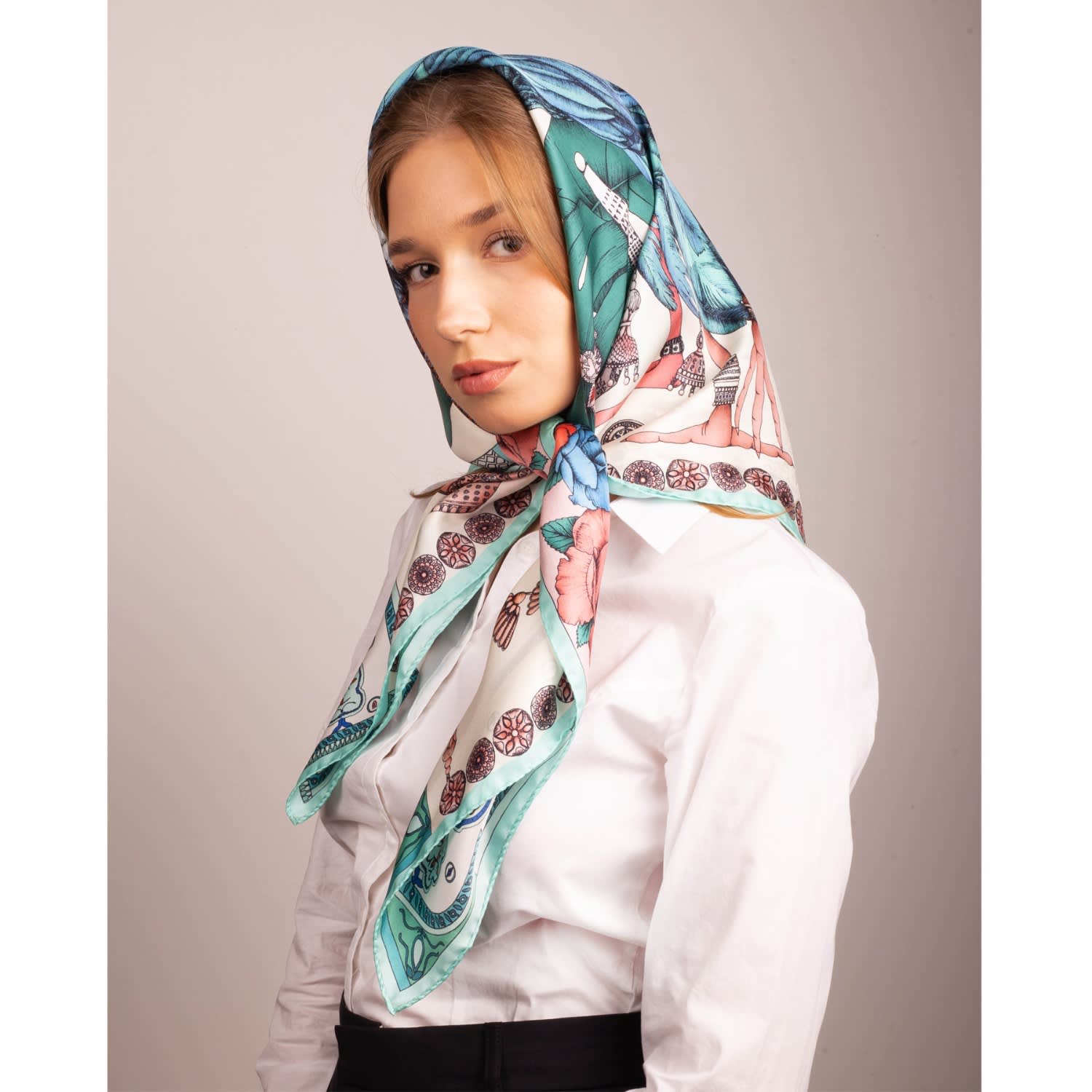 Illustrated Wool silk scarves / shawls collection gift idea - Ilona Tambor