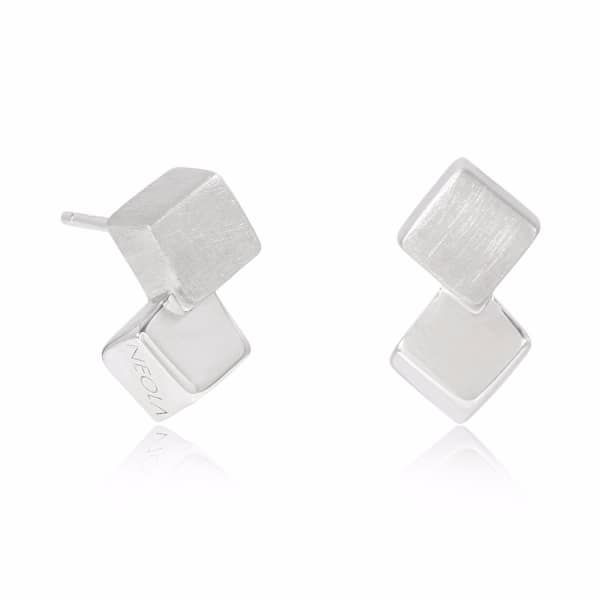 Neola Silver Cube Studs In Cube