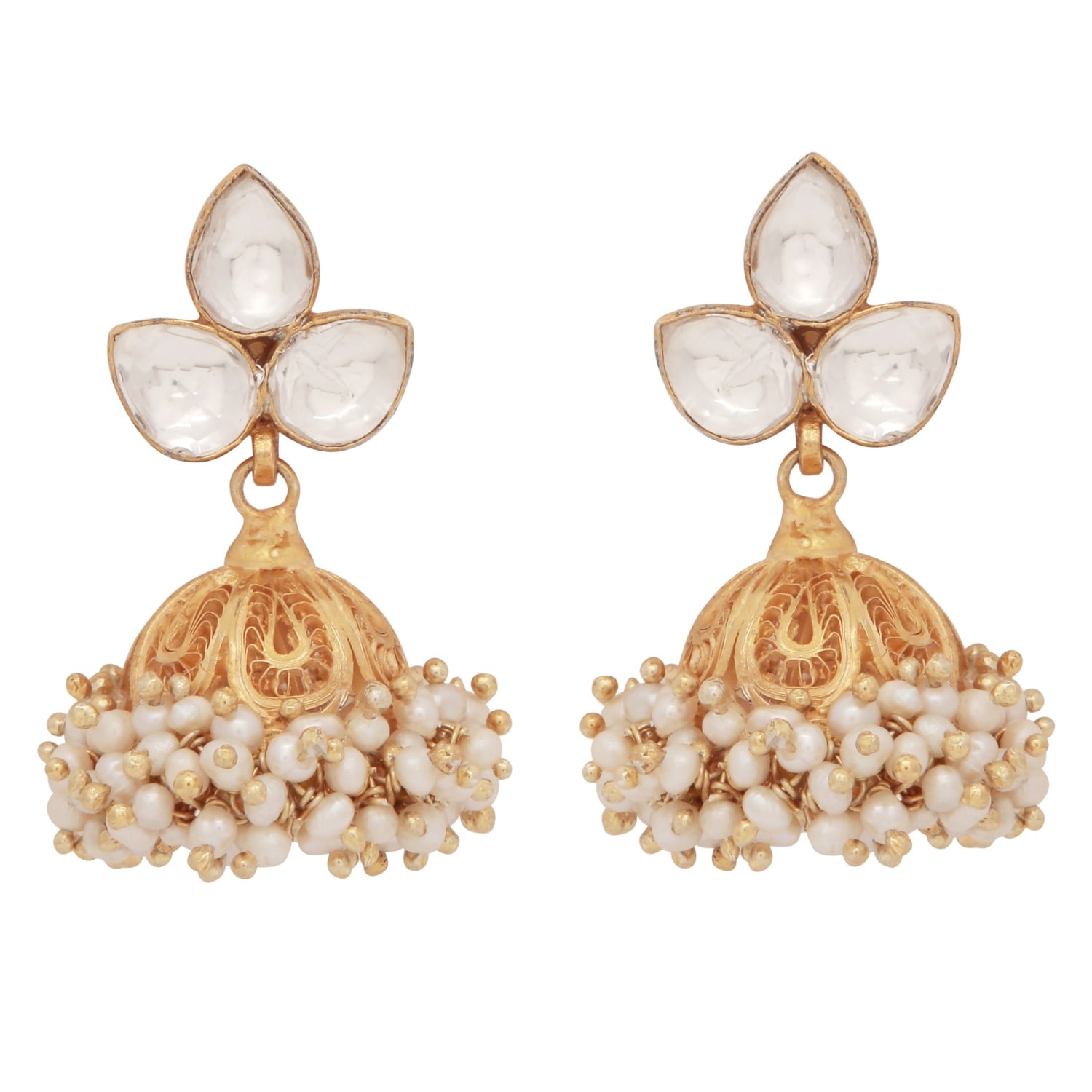 Carousel Jewels - Crystal & Cluster Pearl Chandelier Earrings, $150.0