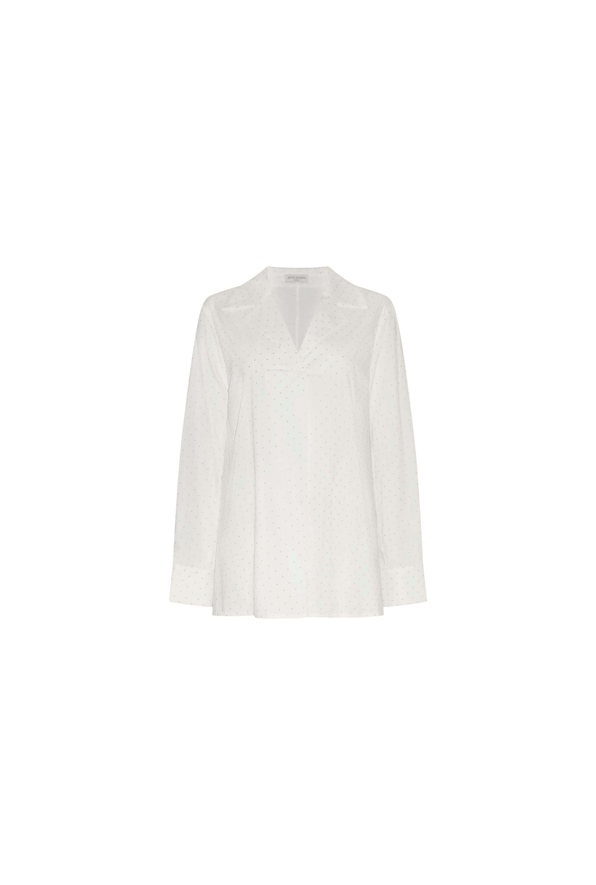 Women's Embellished White Cotton Shirt | Small | James Lakeland