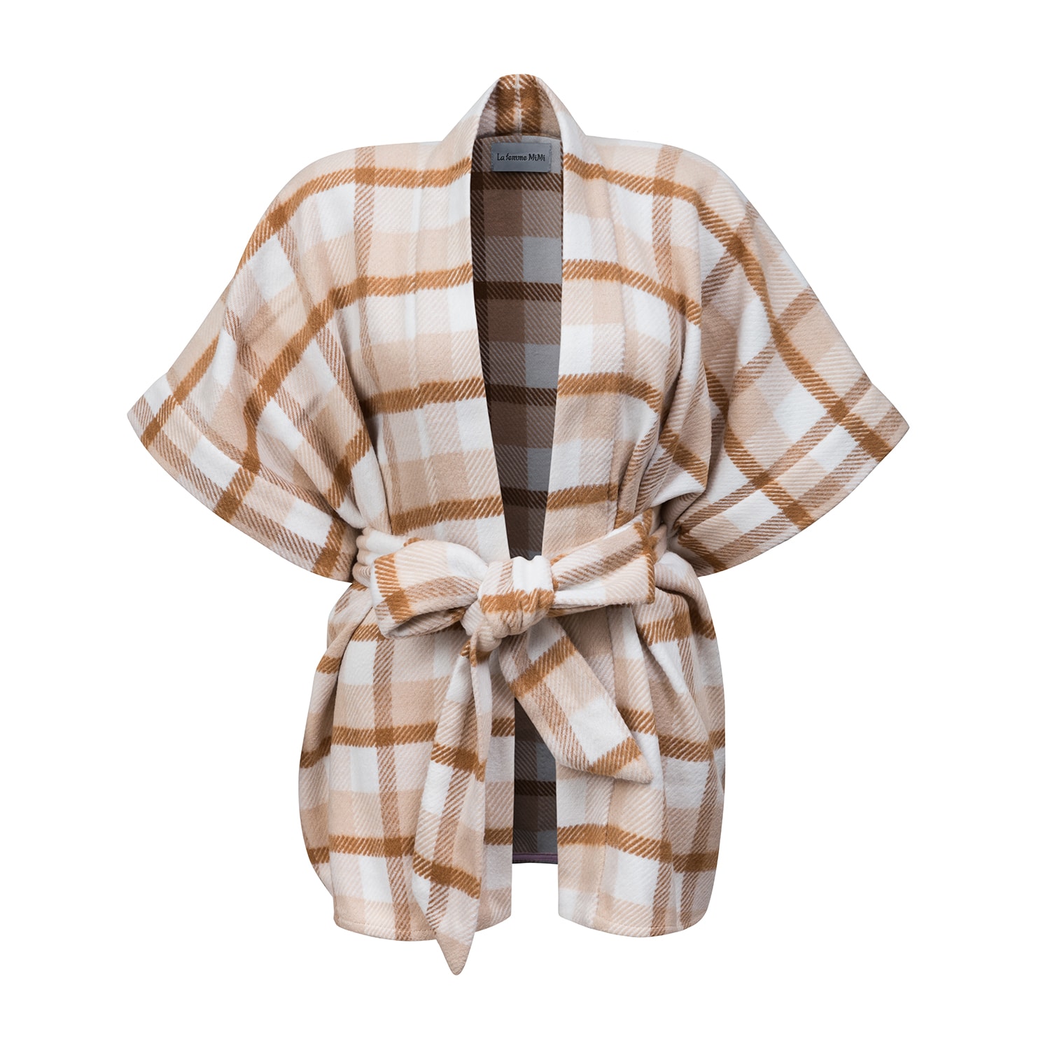 La Femme Mimi Women's White / Brown Kimono Cafe Late In White/brown