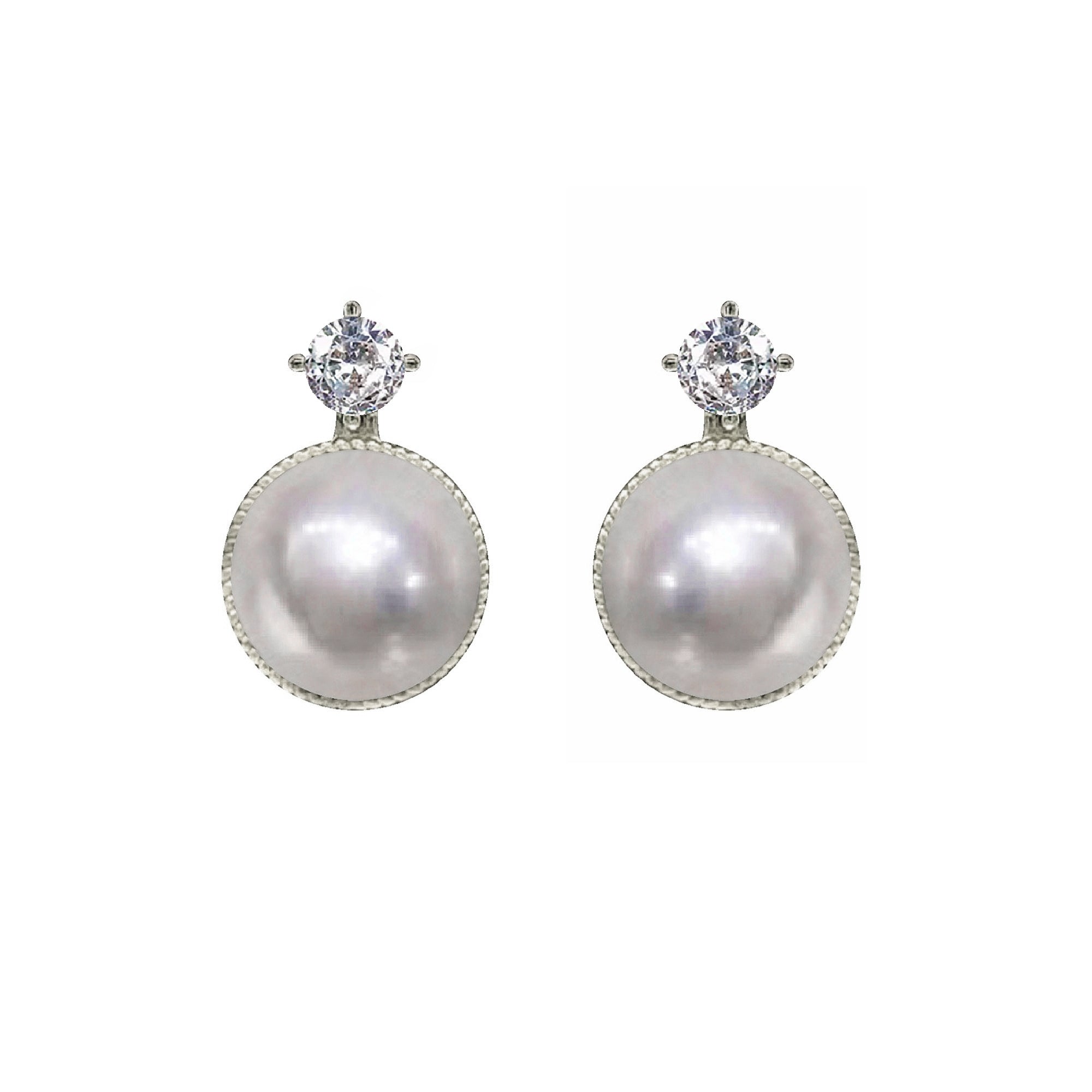 Ninemoo Women's White / Silver Celestia Zirconia & Pearl Earrings - Silver In Multi