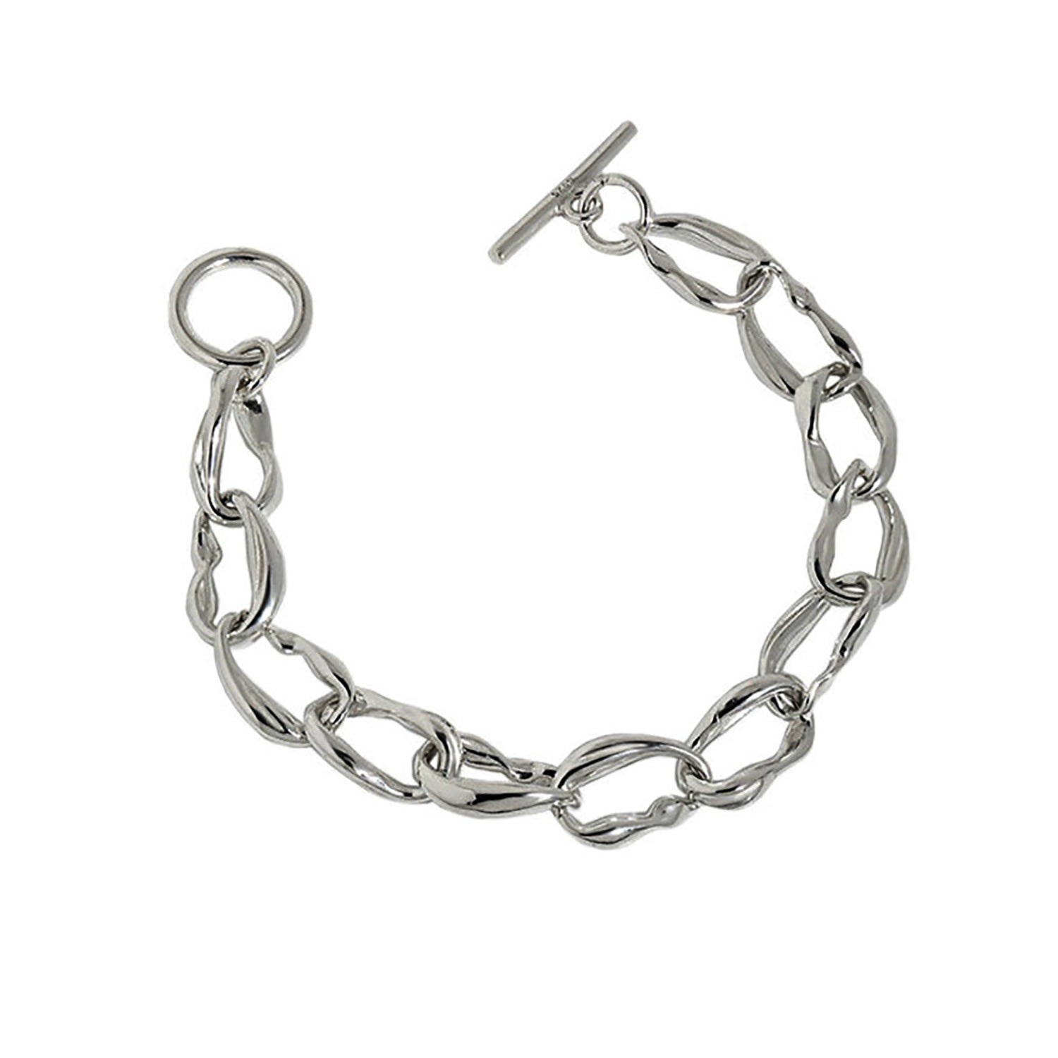 Women’s Sterling Silver Steall Irregular Oval Link Silver Chain Bracelet Janus Edinburgh