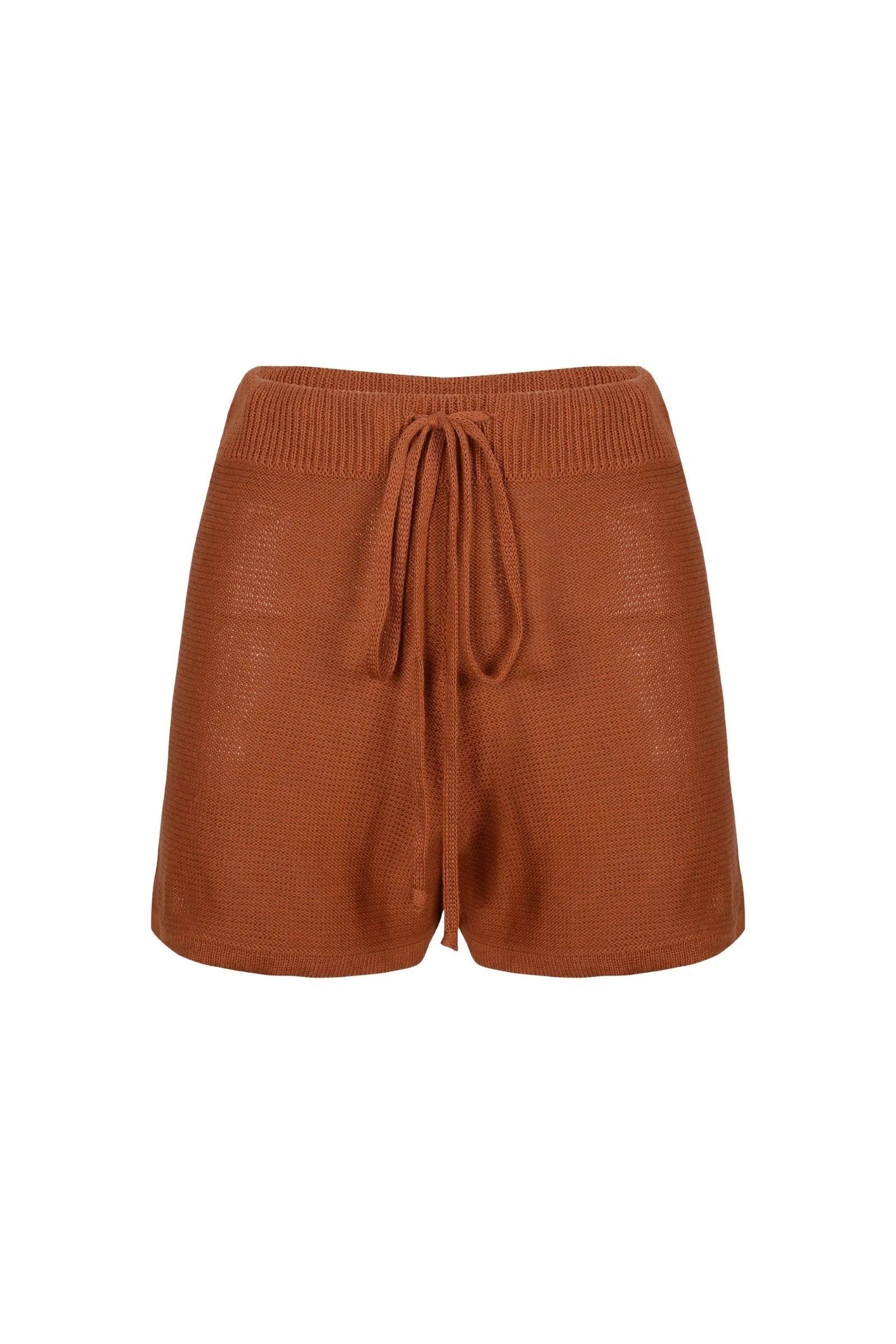 Yellow / Orange Cotton Knitted Shorts Rust M/L Amira Collective