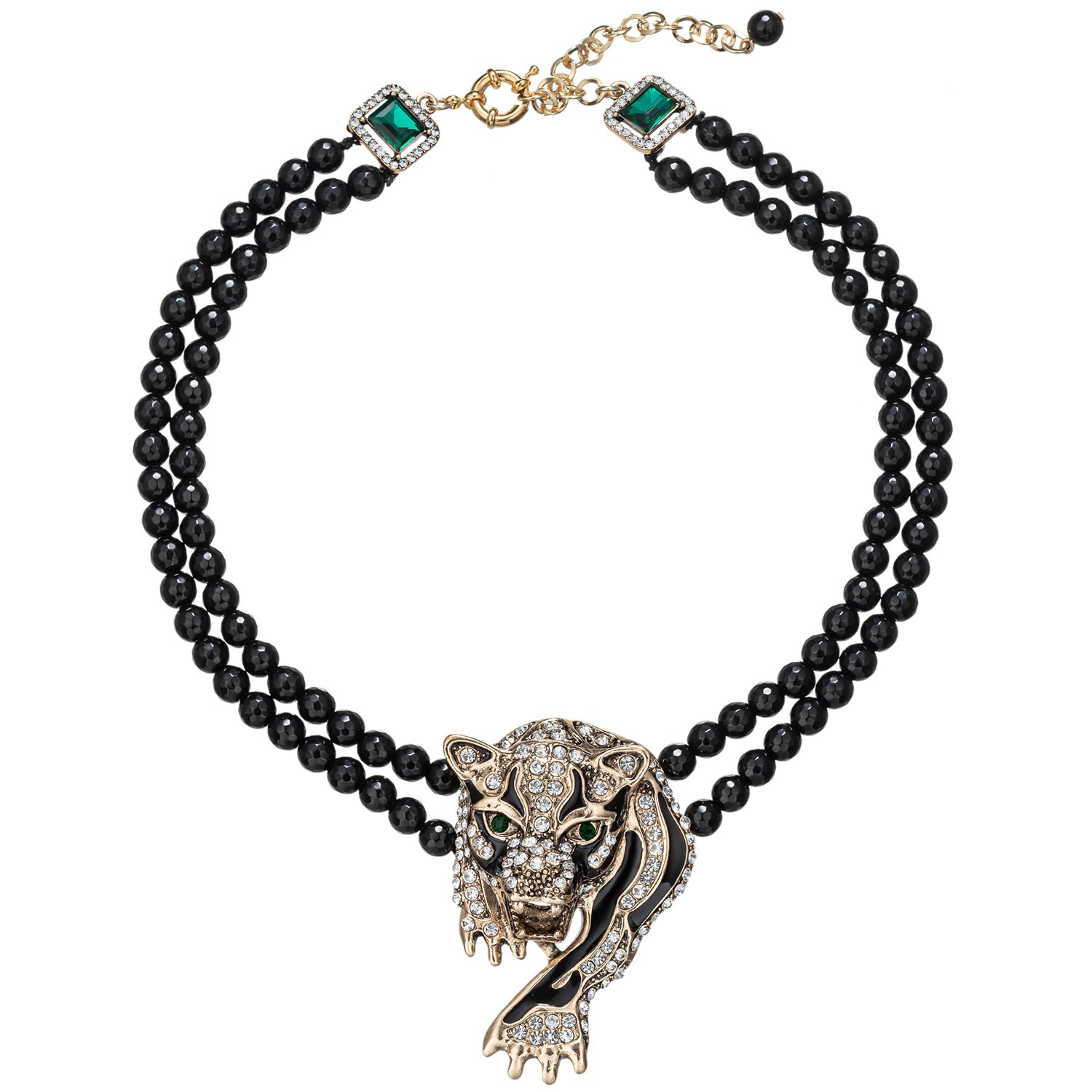 Eye Candy La Women's Black Tiger Agate Beaded Necklace