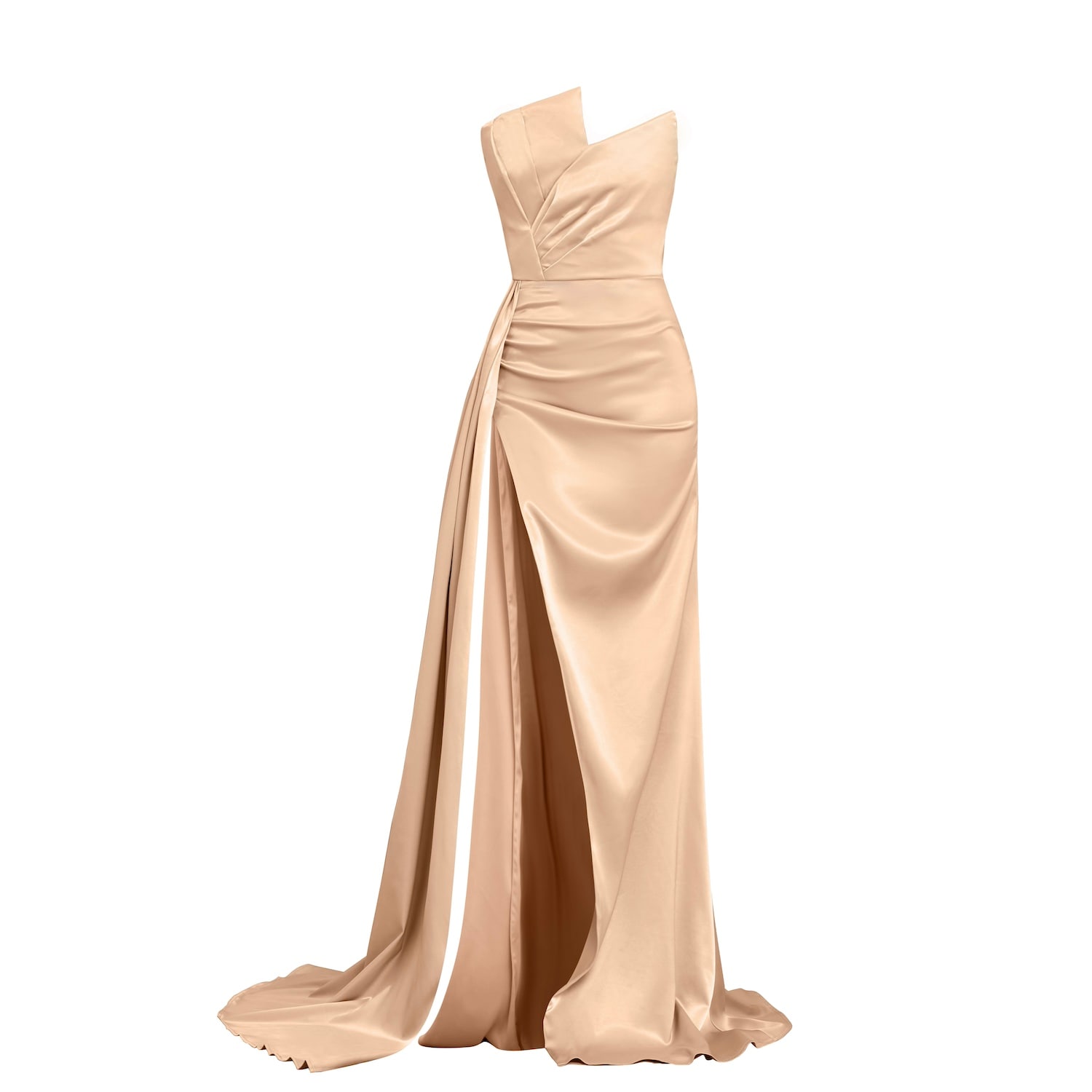 Moda Glam Women's Monroe Strapless Gown W/ Side Sash- Gold In Gold