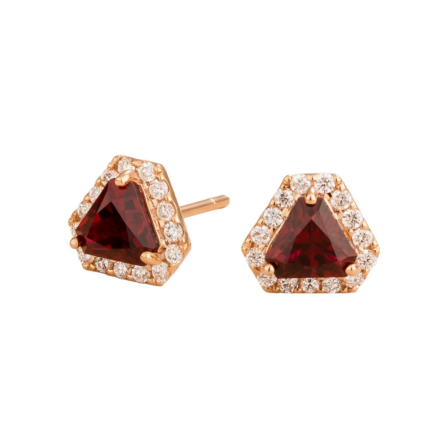 Juvetti Women's Red / White / Rose Gold Diana Earrings In Ruby & Diamond Set With Rose Gold
