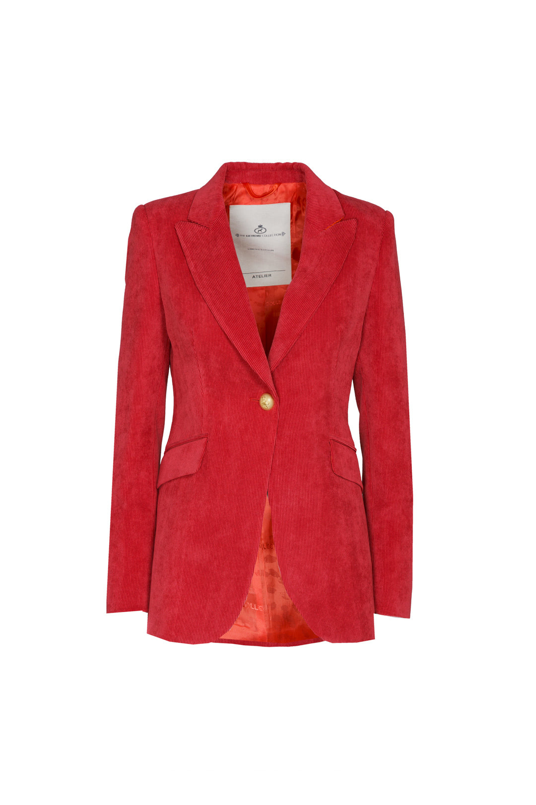 The Extreme Collection Women's Bold Red Single-breasted Blazer With Gold Buttons Benedetta In Red