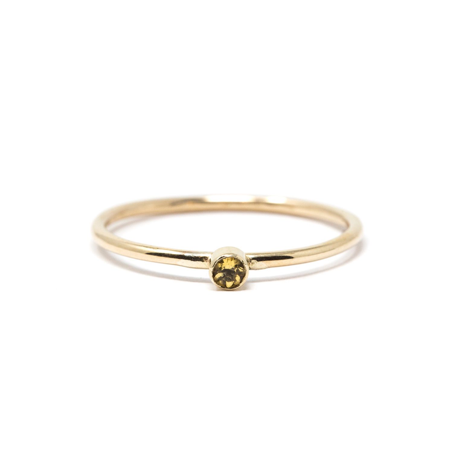 Nasi Silver Women's Orange Slim Gold Single Stone Ring- Citrine In Gold