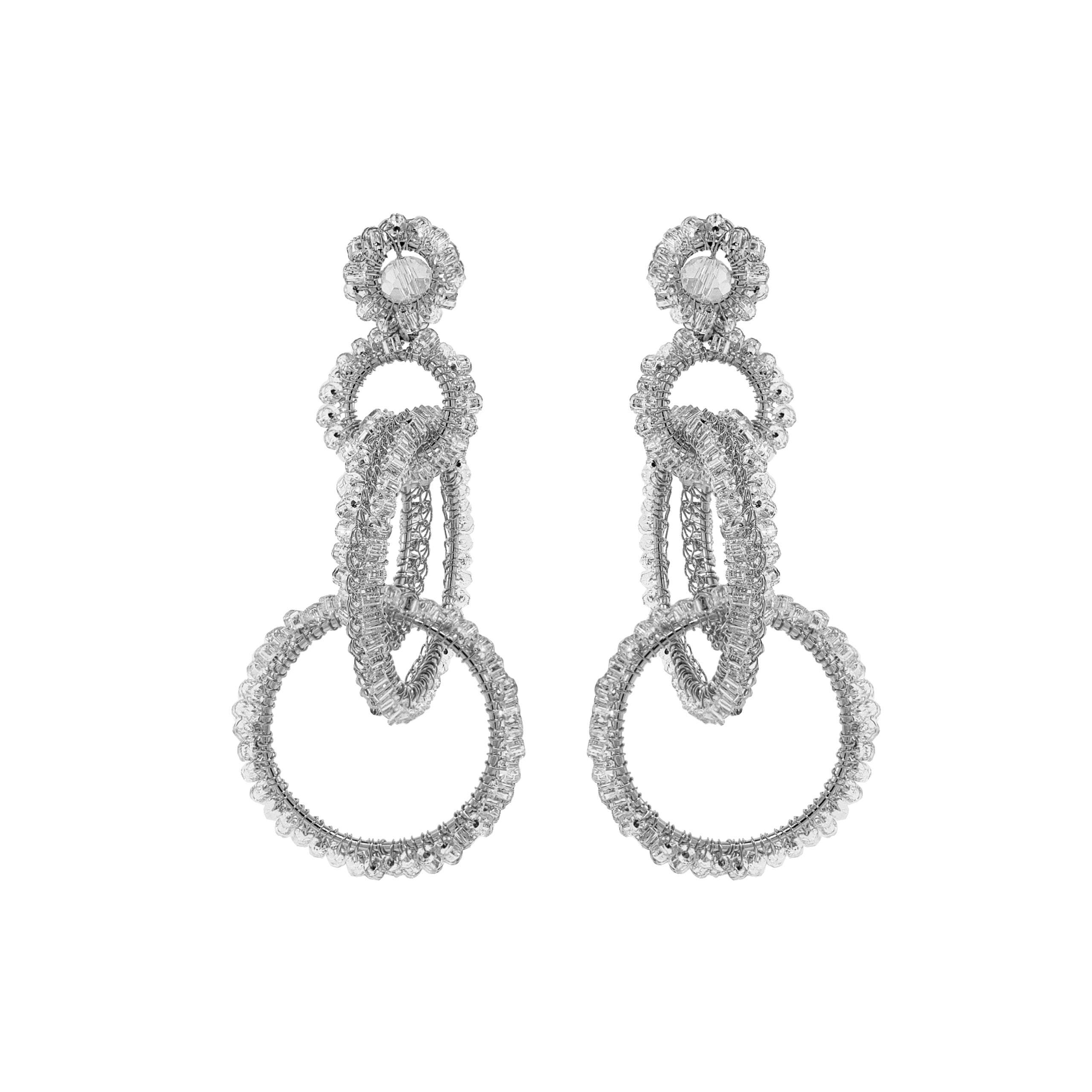 Lavish By Tricia Milaneze Women's Neutrals / Silver Clear & Silver Grace Handmade Earrings