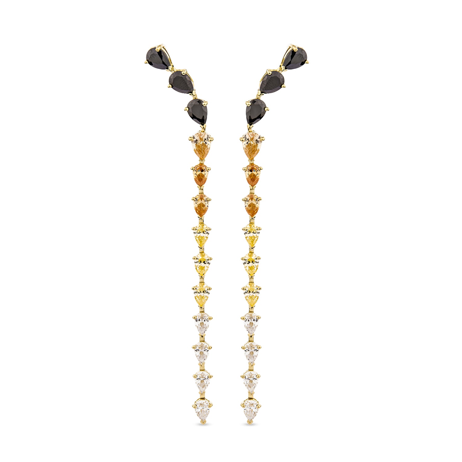 Sally Skoufis Women's White / Gold / Black Cascade Drop Earrings With Man Made Mix Cz Diamond Stimulant In 18k Gol In Multi
