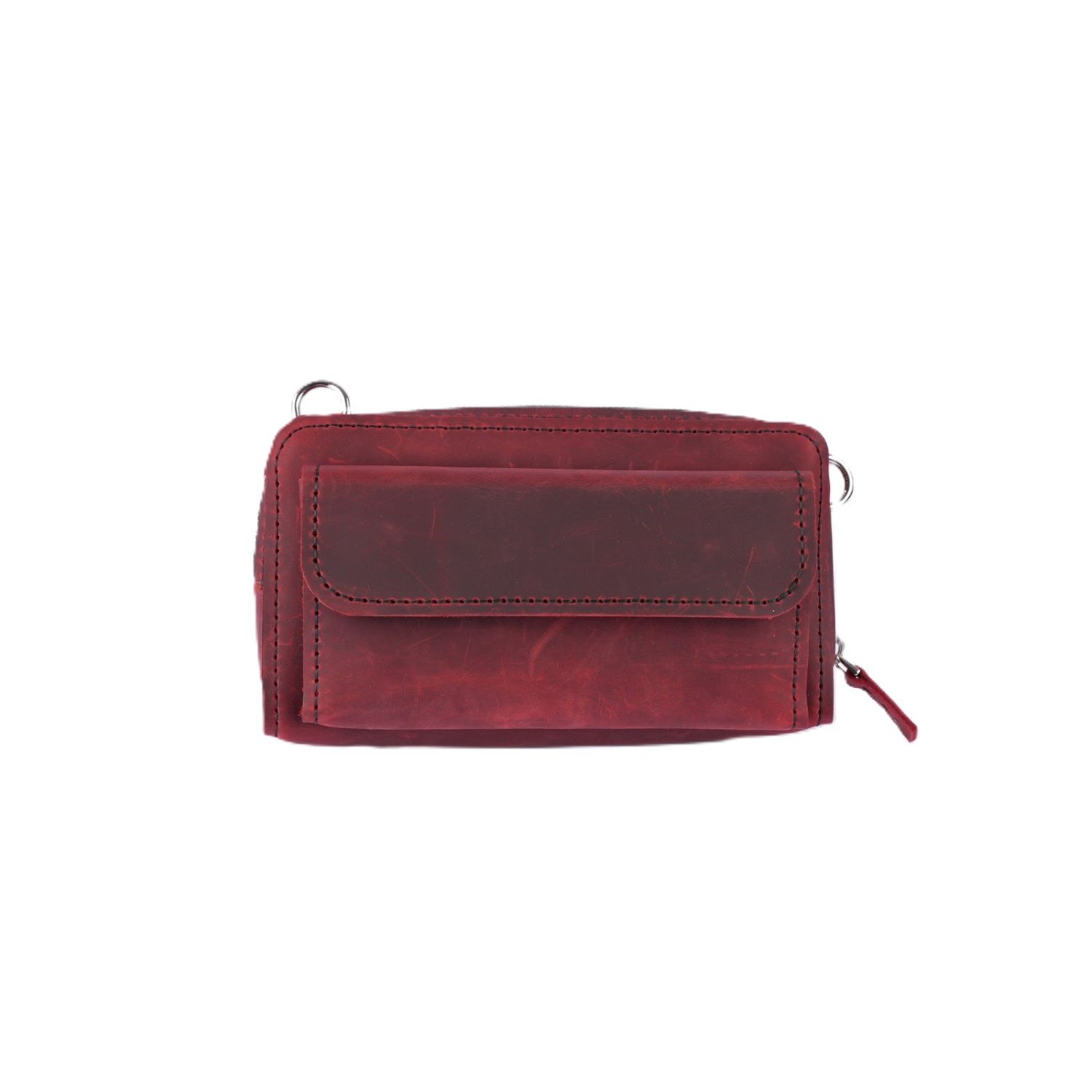 Women's Handmade Fire Red Leather Crossbody Bag | Springmoonatelier